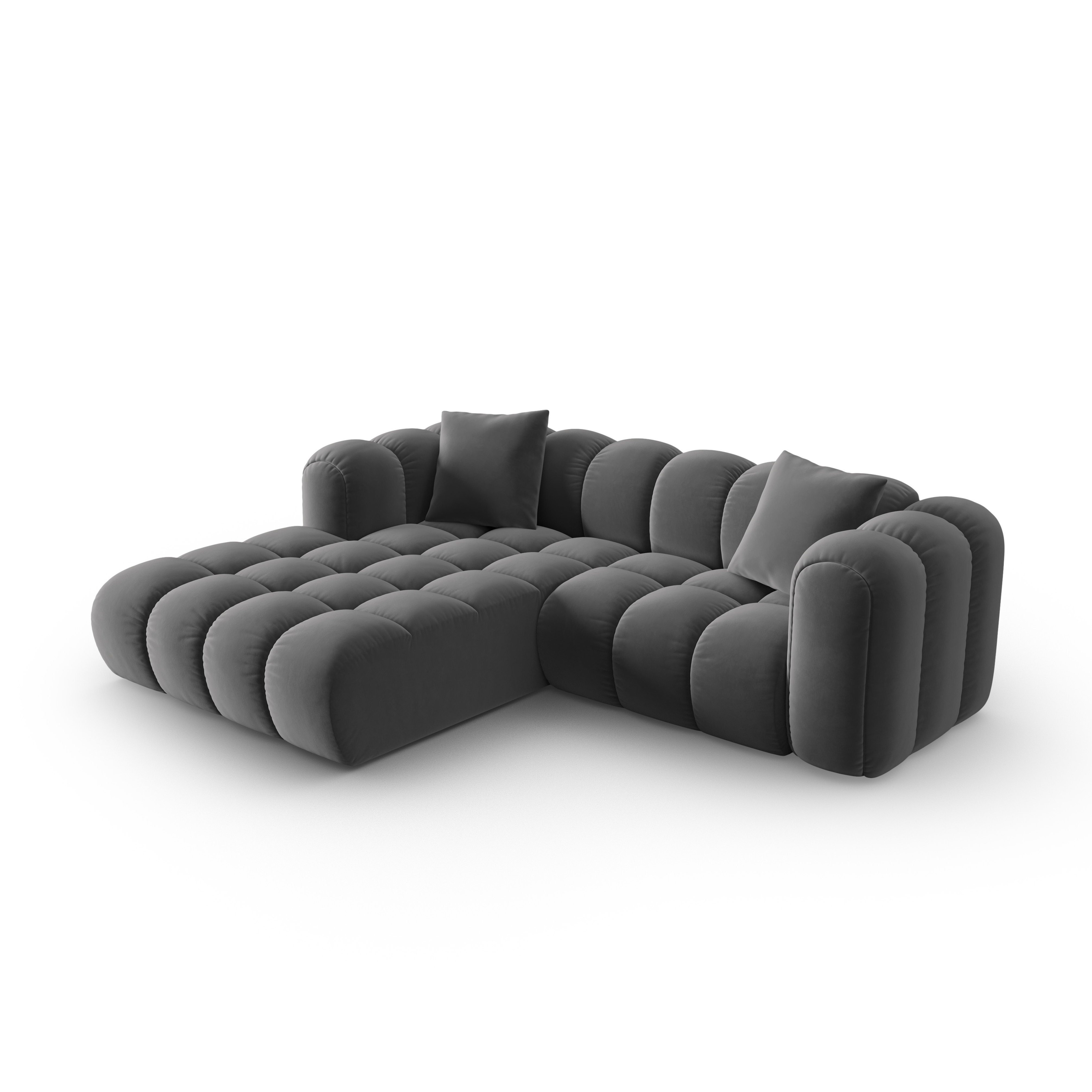 Samt-Ecksofa 3-sitzig links ASTRO grau