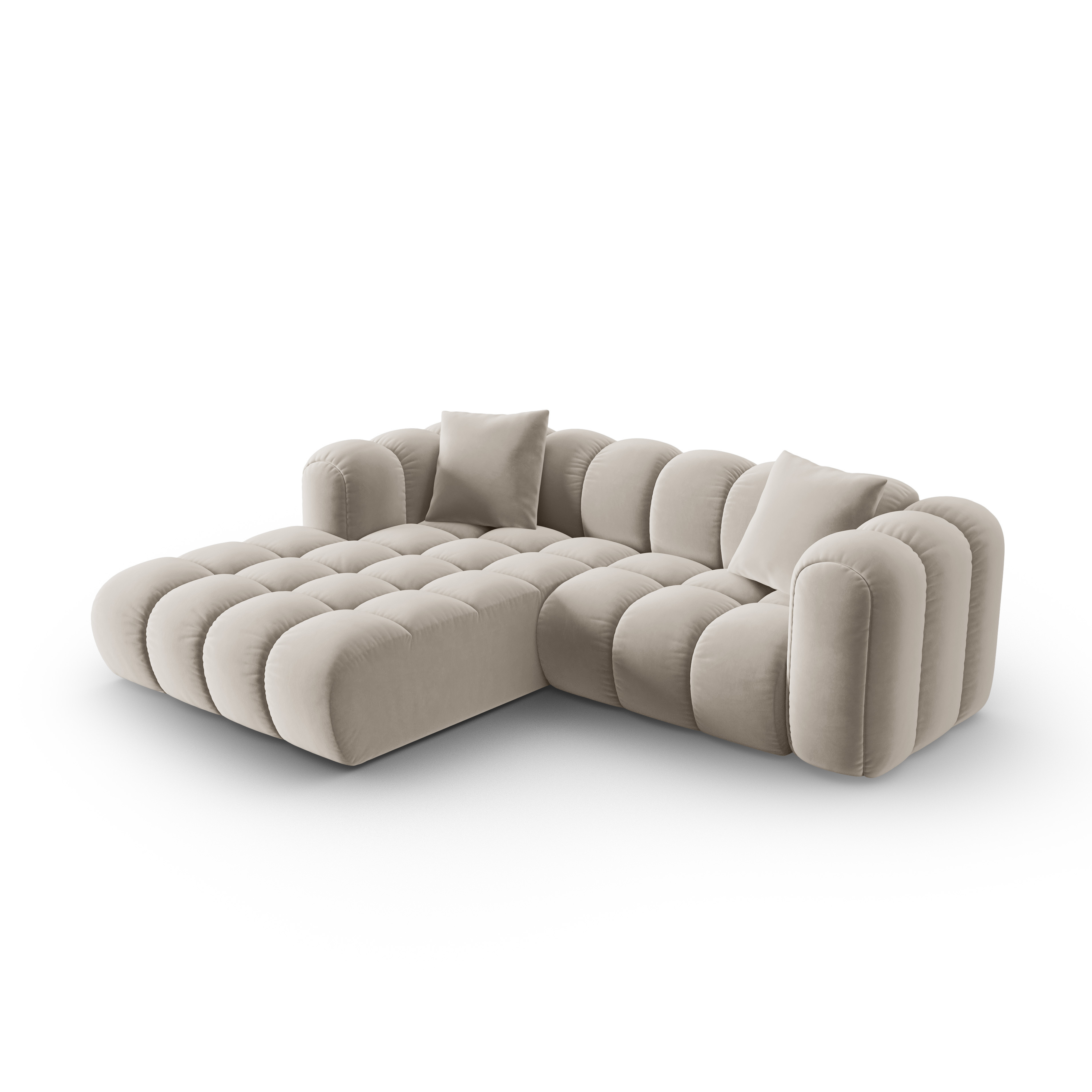Samt-Ecksofa 3-sitzig links ASTRO ecru