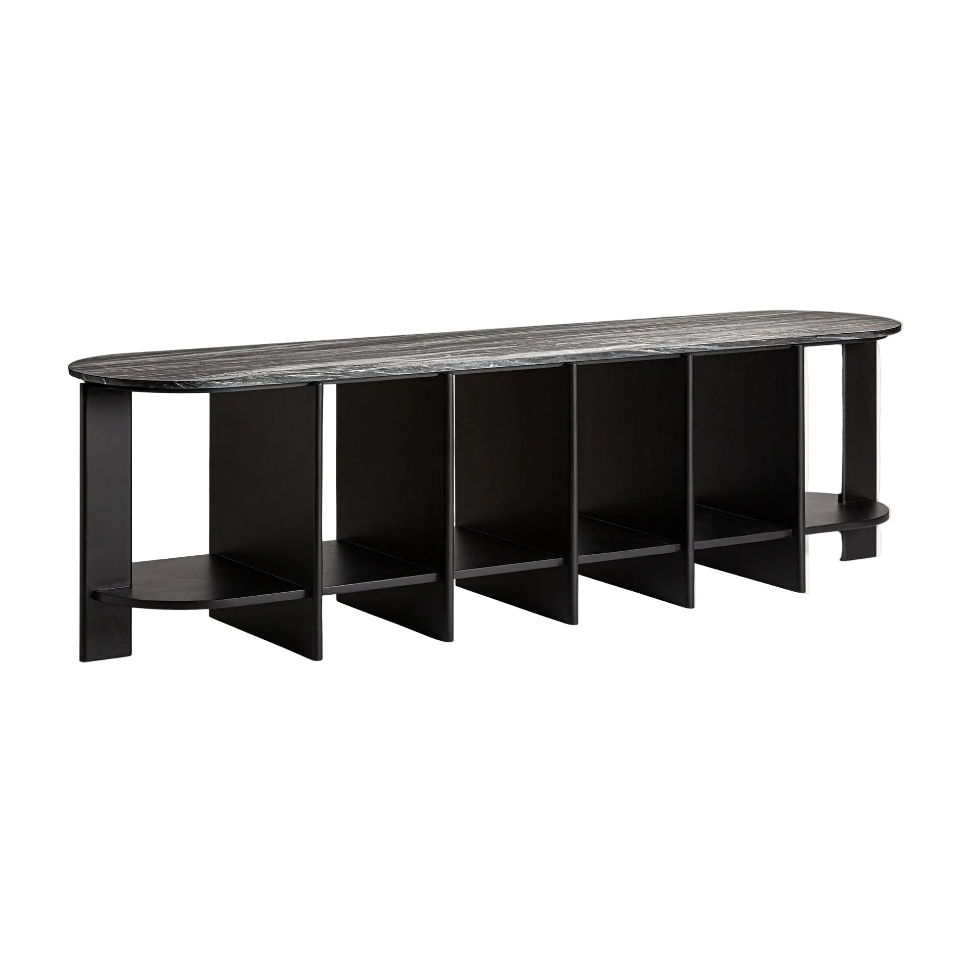 NARA Book Cabinet in Black Oak with Marble Top