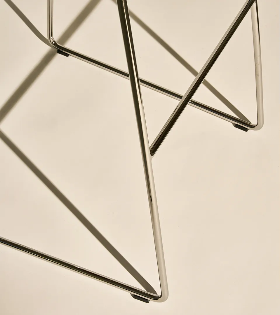 GUBI 3D stool with gray seat and chrome base