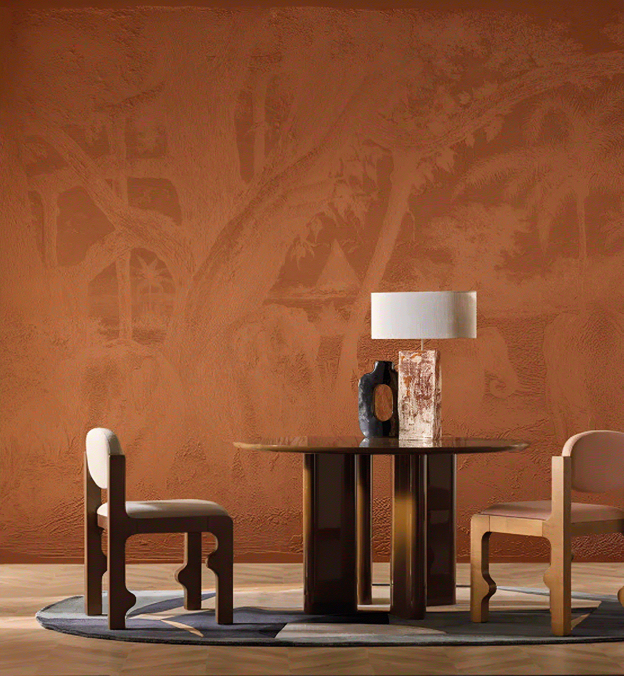 3D Textured Textile Mural with Animal Motif MAXIMUS - TERRACOTTA