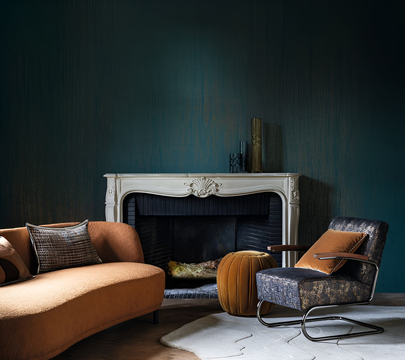 Textile Structural Pleated Wallpaper ATALANTA - MUSTARD