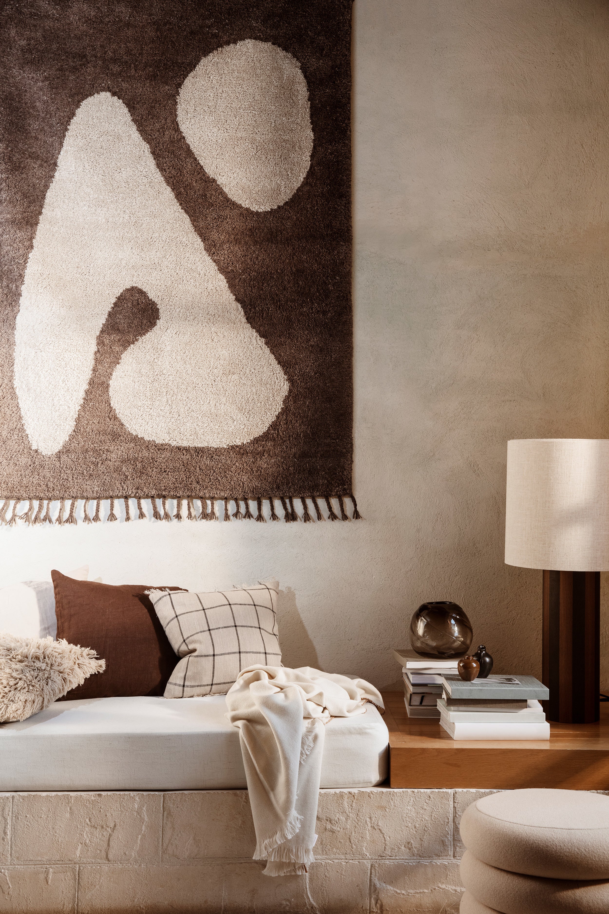ABSTRACT brown rug with beige