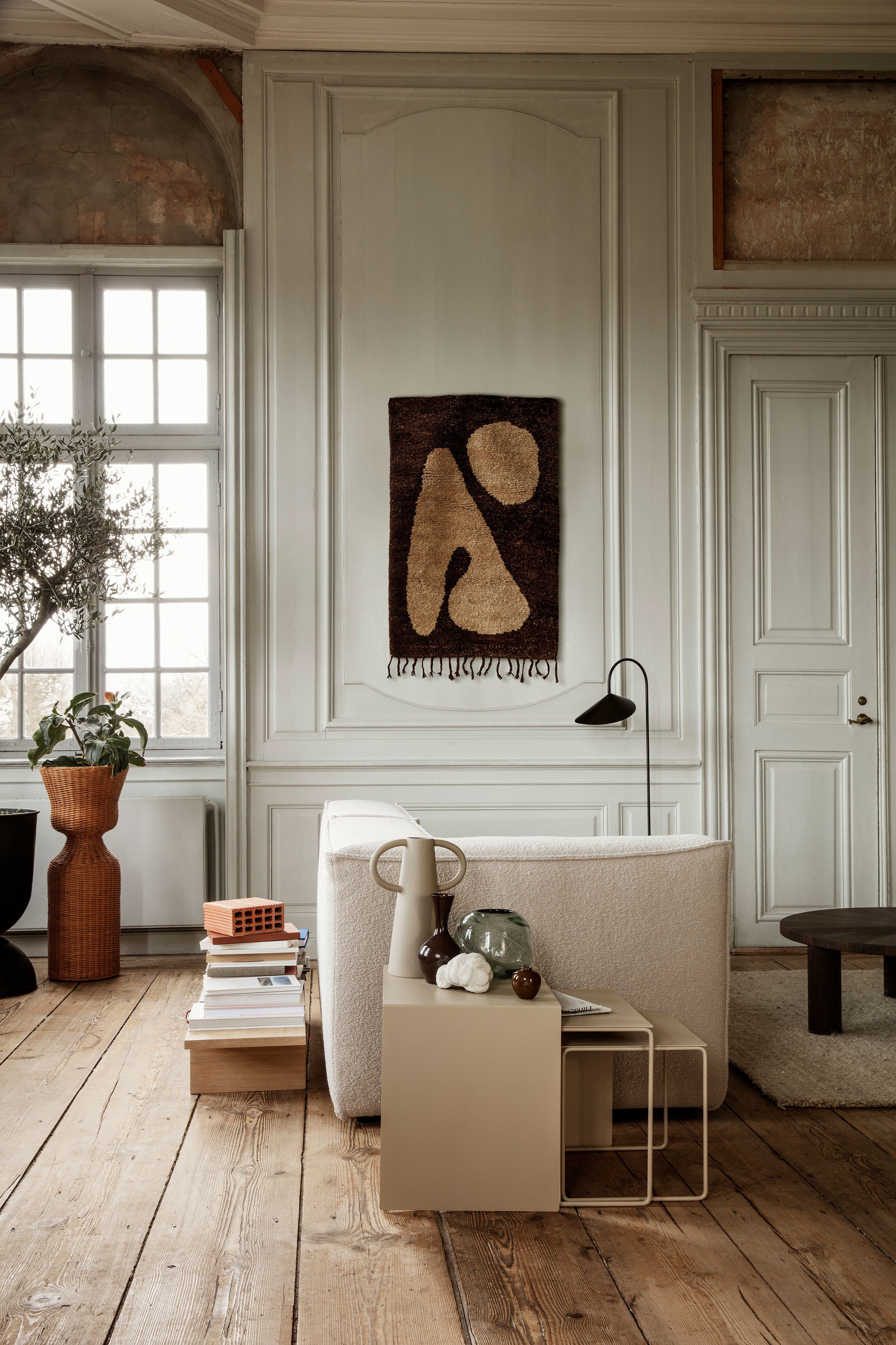 ABSTRACT brown rug with beige