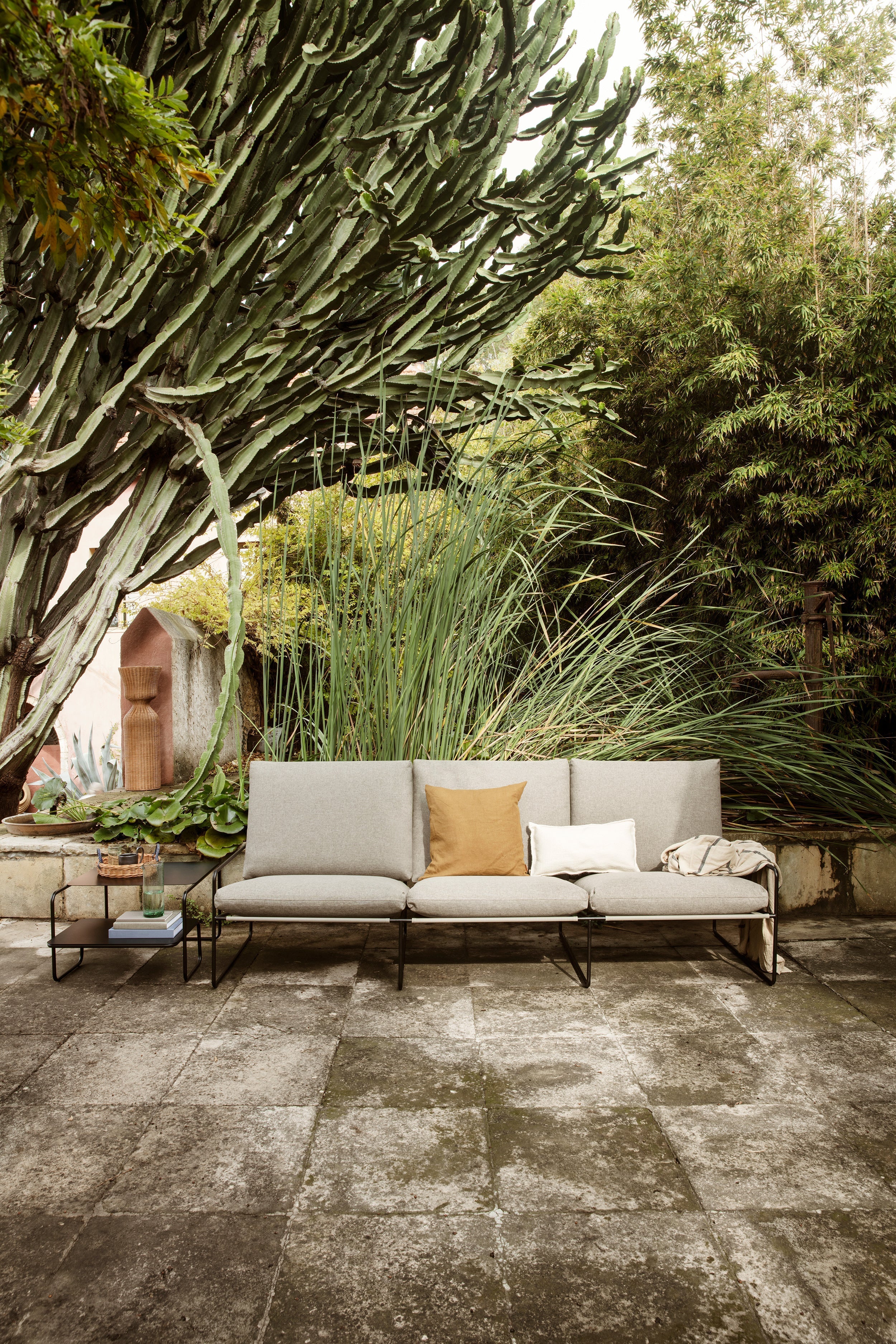 3-Seater Outdoor Sofa DESERT Beige with Black Base