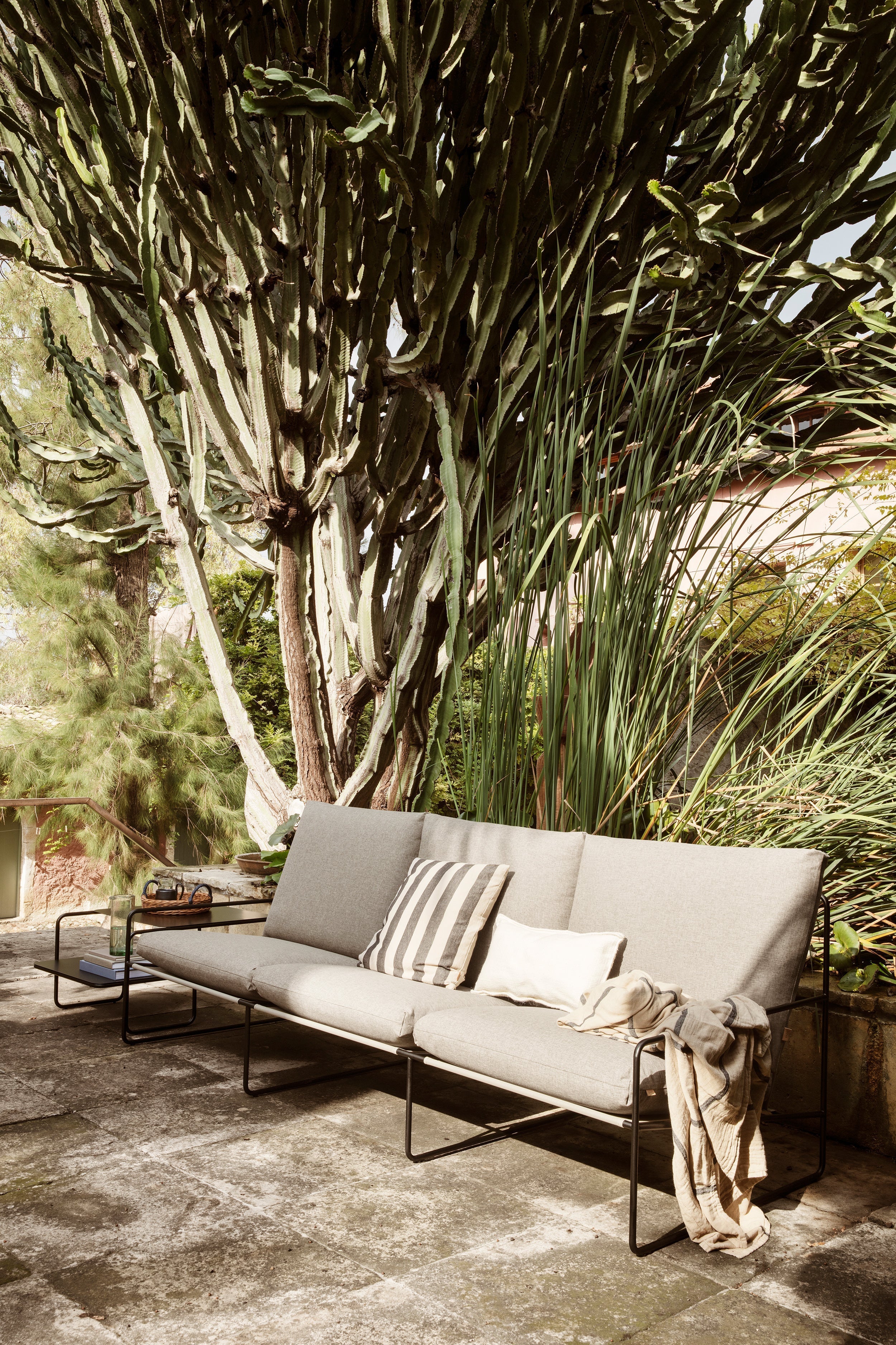 3-Seater Outdoor Sofa DESERT Beige with Black Base