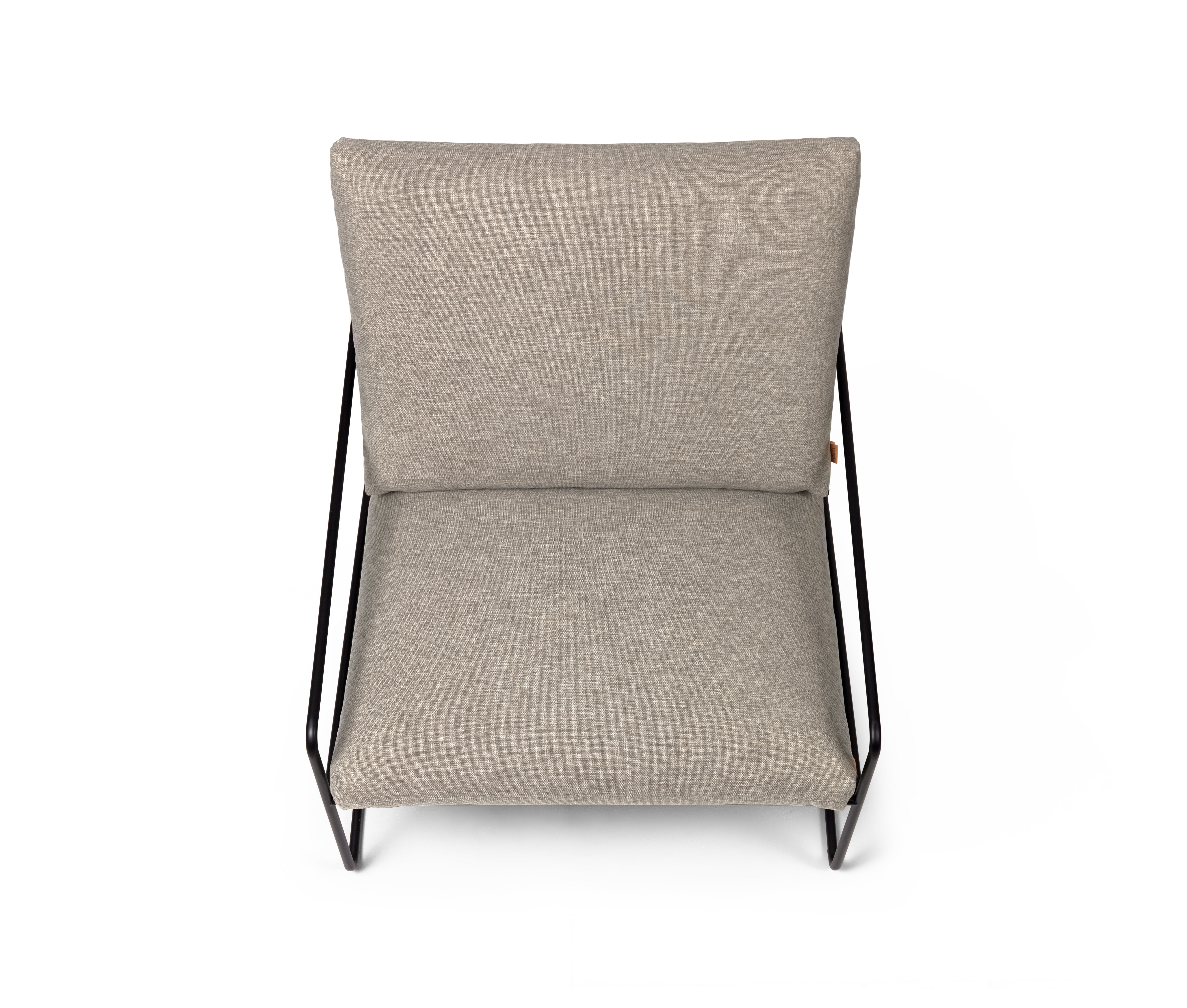 Desert beige external armchair with a black base