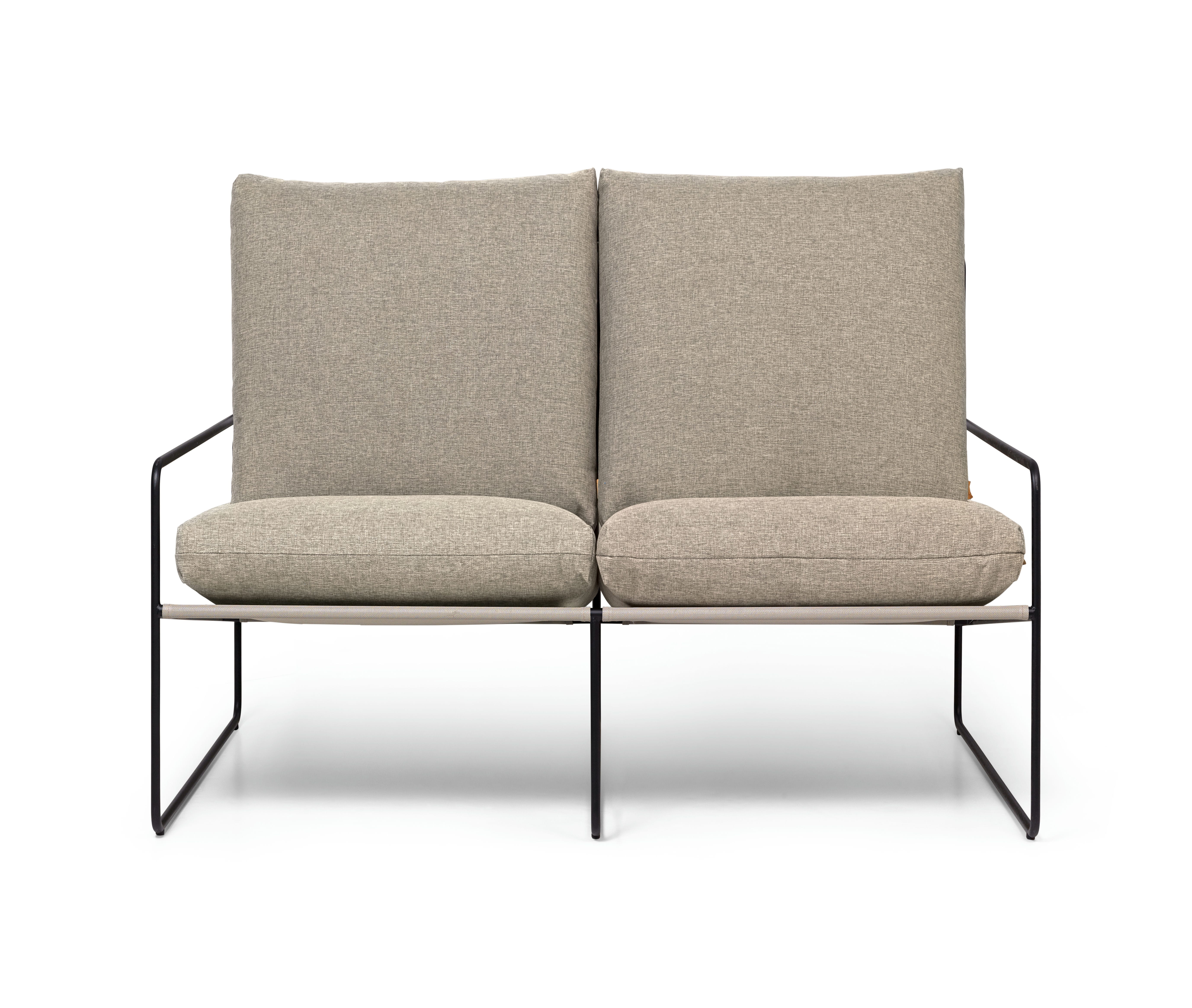 2-Seater Outdoor Sofa DESERT Beige with Black Base