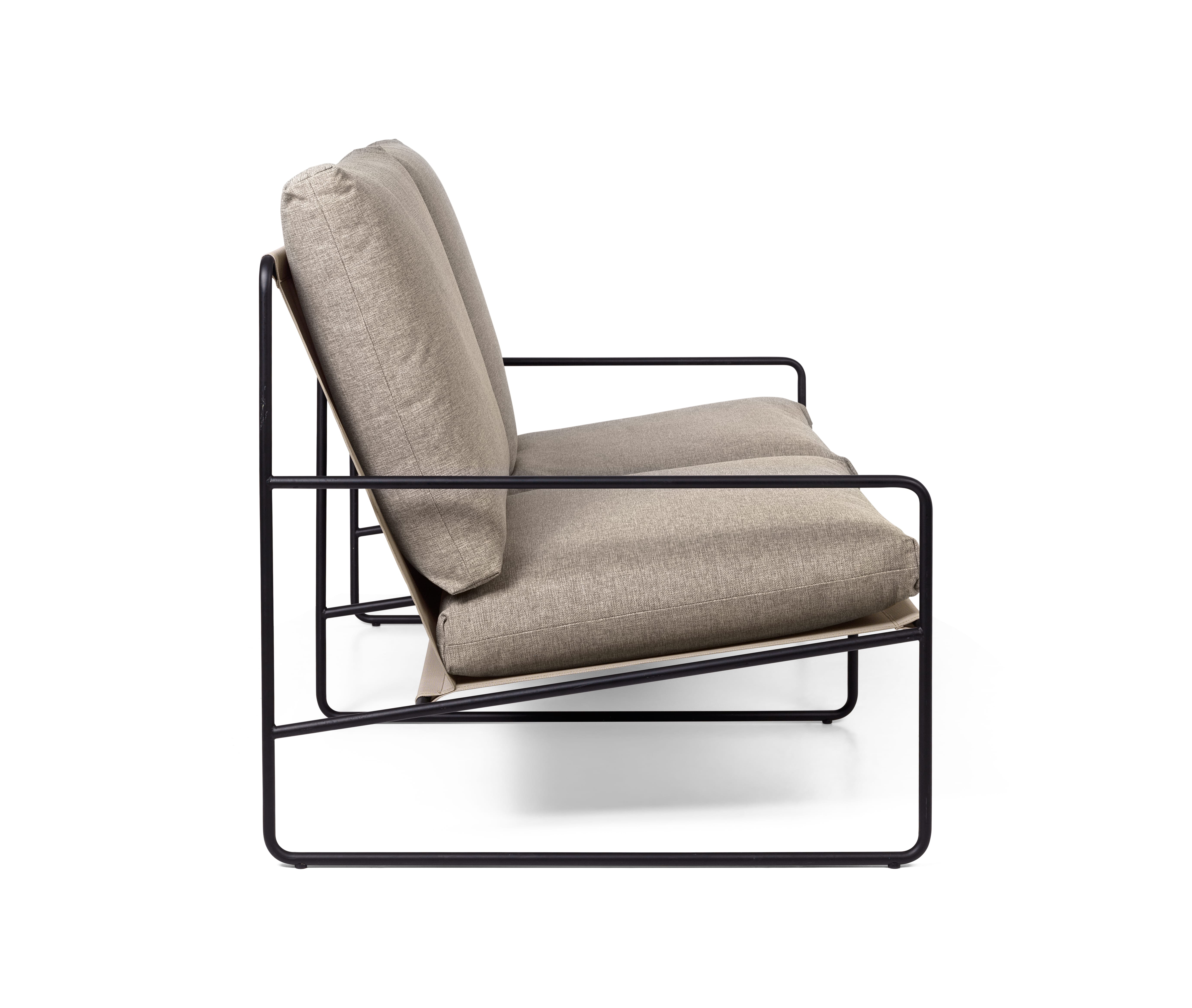 2-Seater Outdoor Sofa DESERT Beige with Black Base