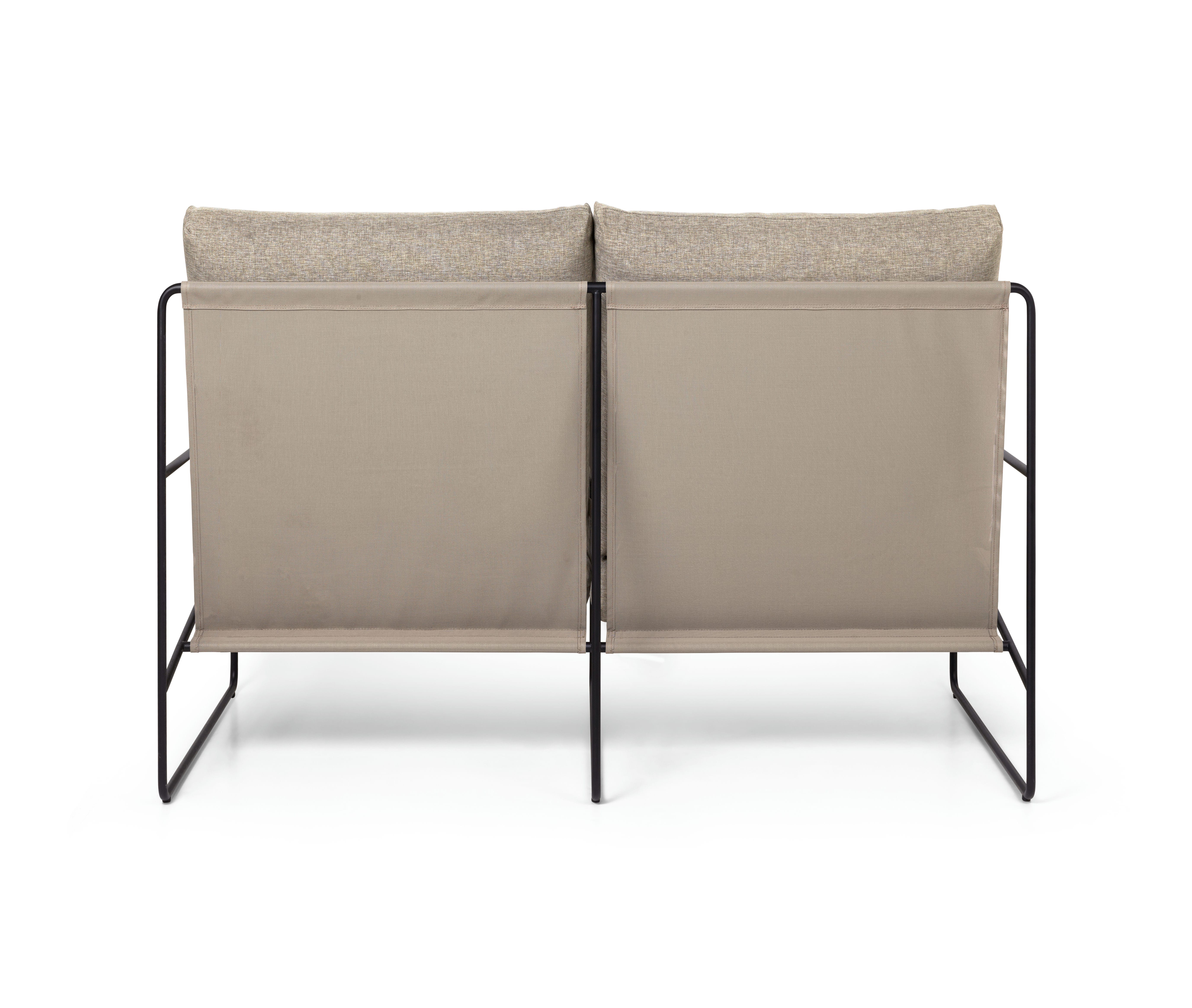 2-Seater Outdoor Sofa DESERT Beige with Black Base