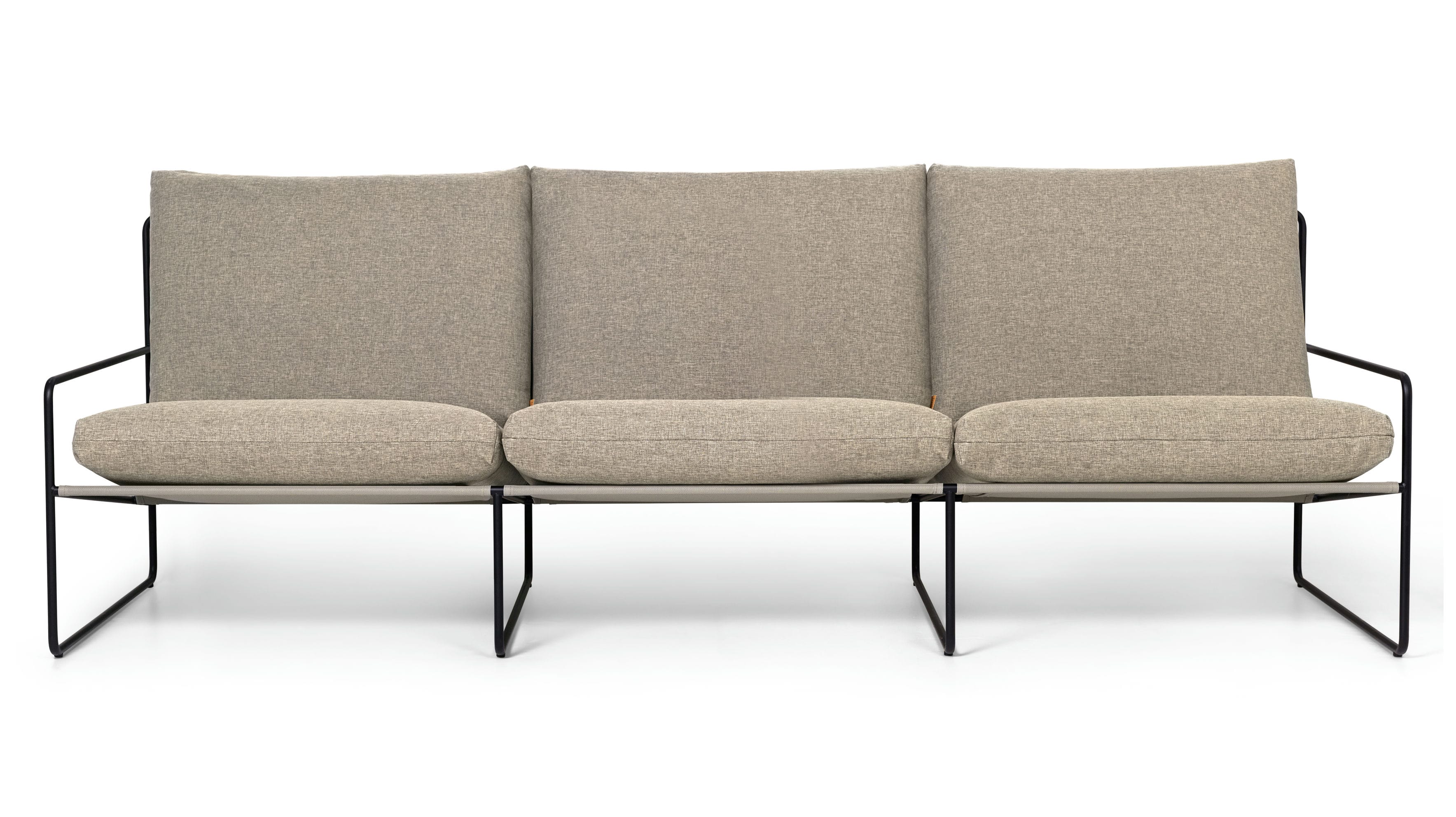 3-person sofa external desert beige with a black base