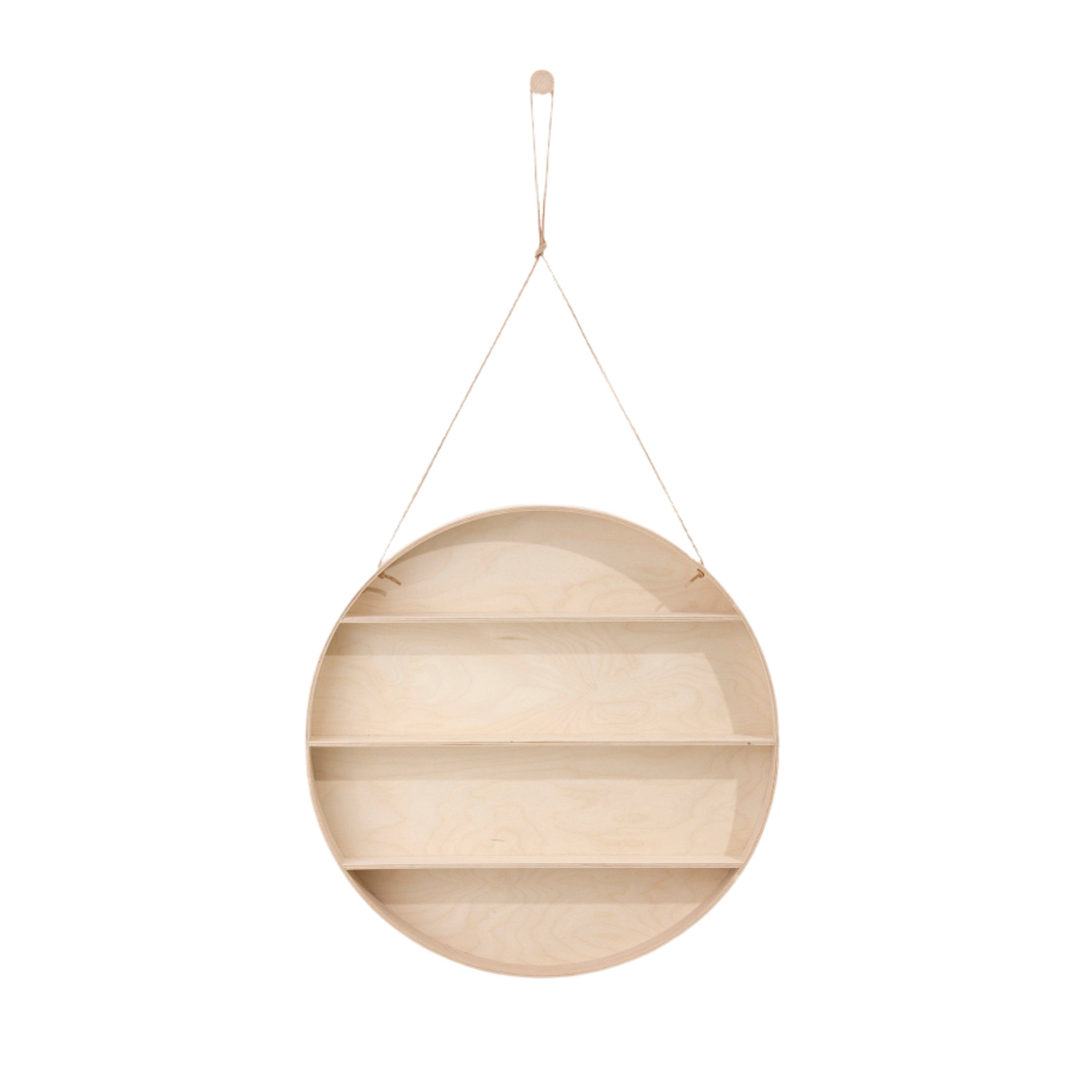 ROUND DORM Hängeregal Holz mit Lederkordel
