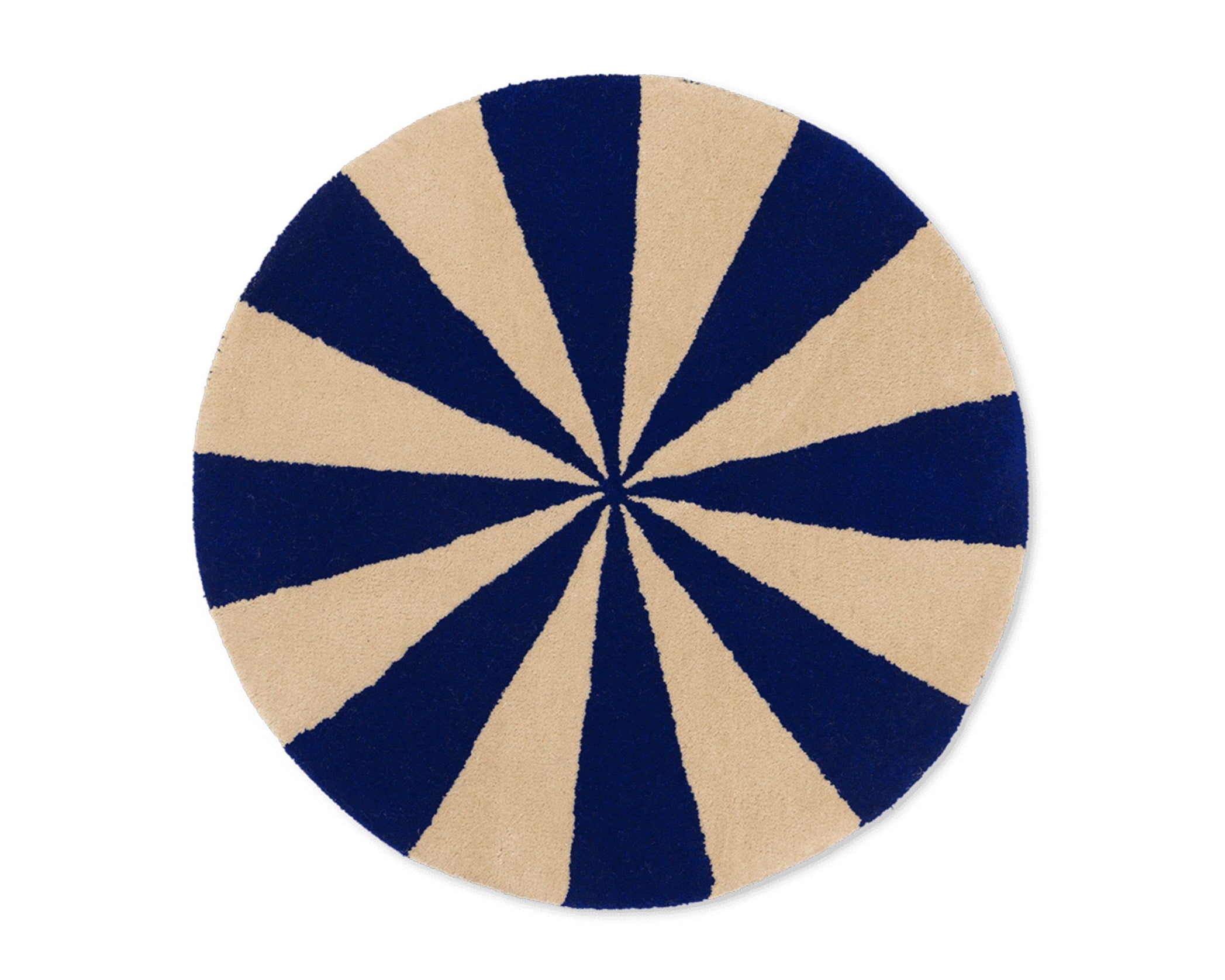 ARCH runder Teppich blau mit beige
