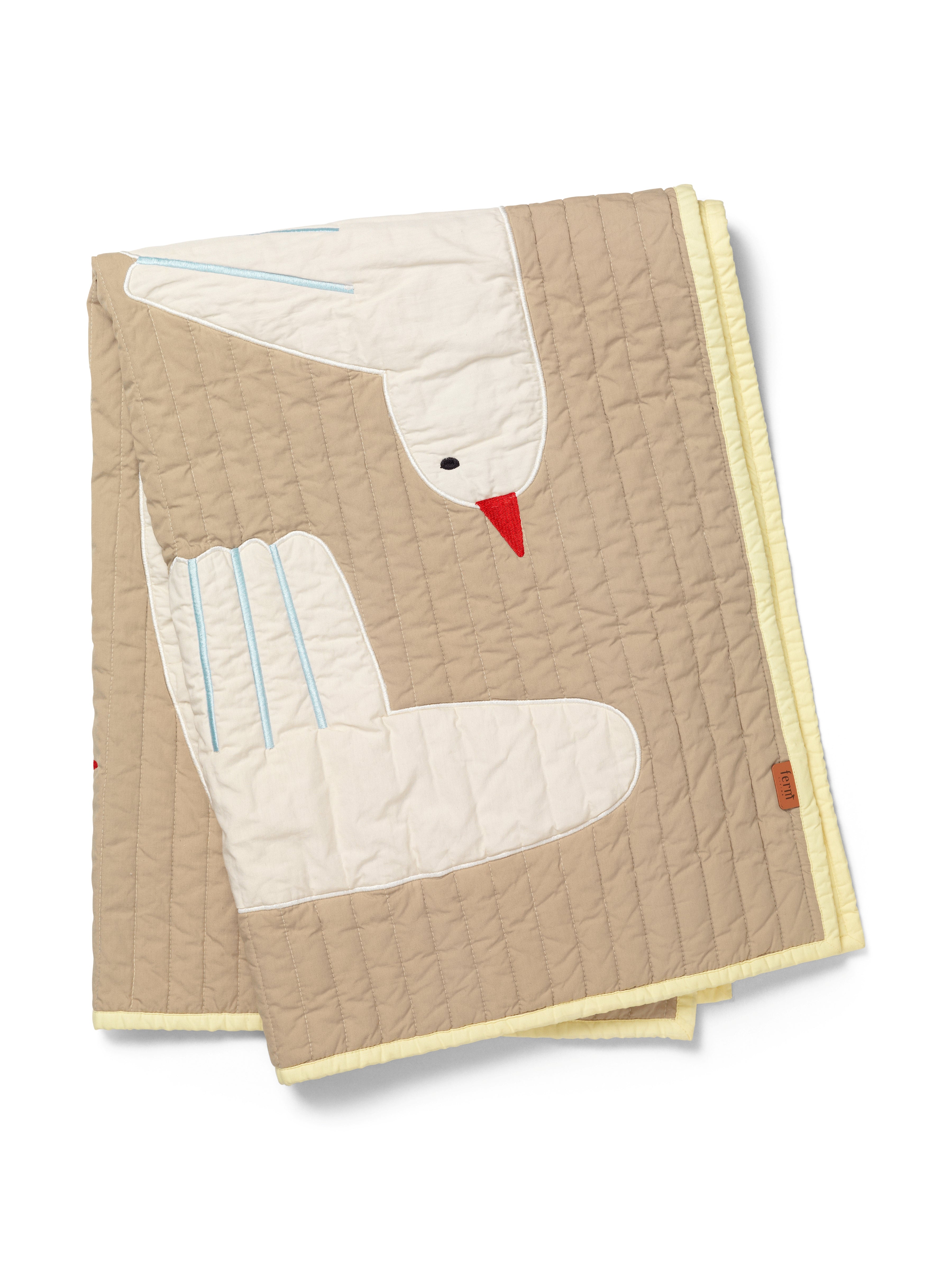 Quilted bedspread BIRD beige