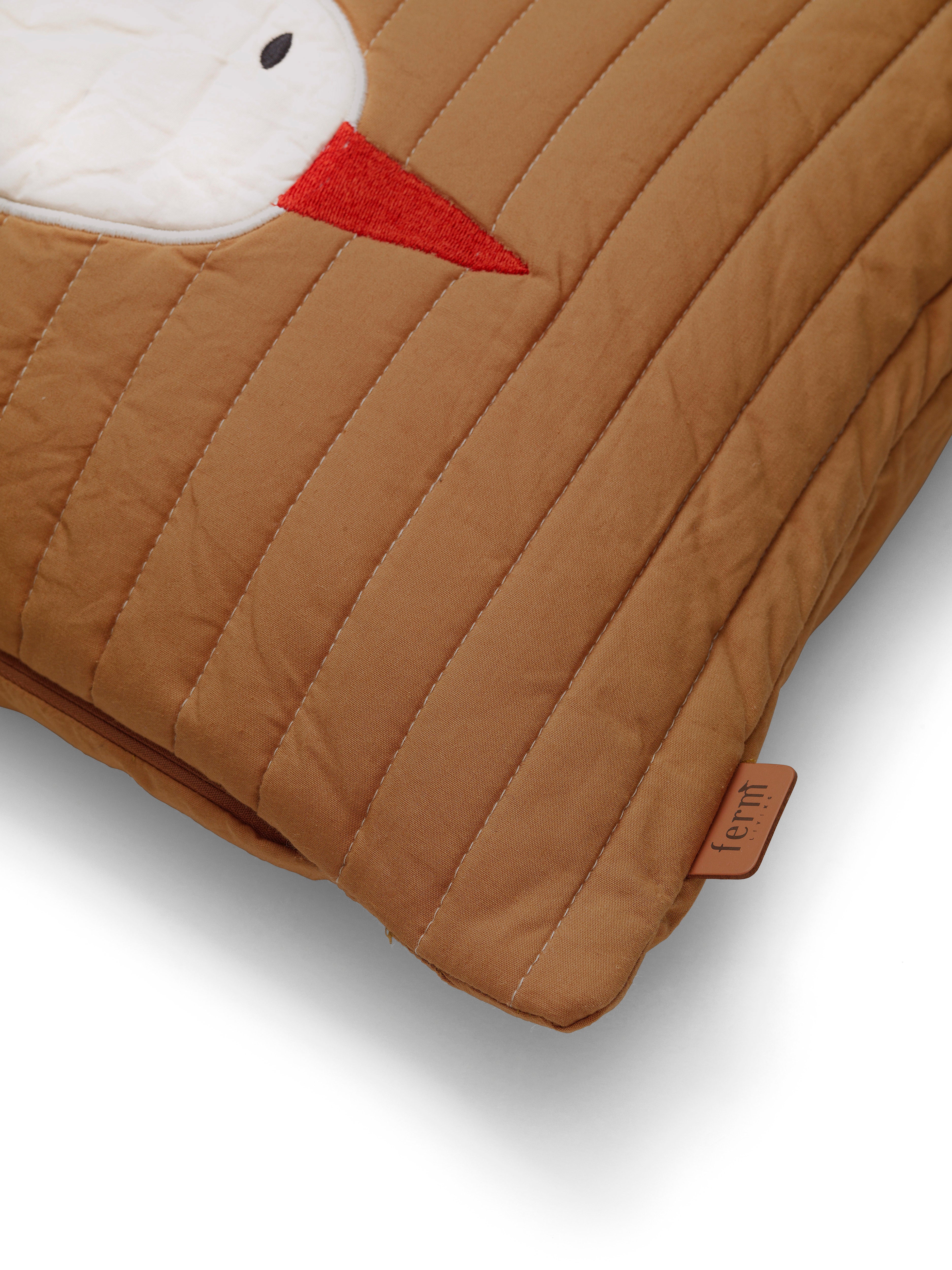 Gepolstertes Kissen BIRD QUILTED hellbraun mit Weiß
