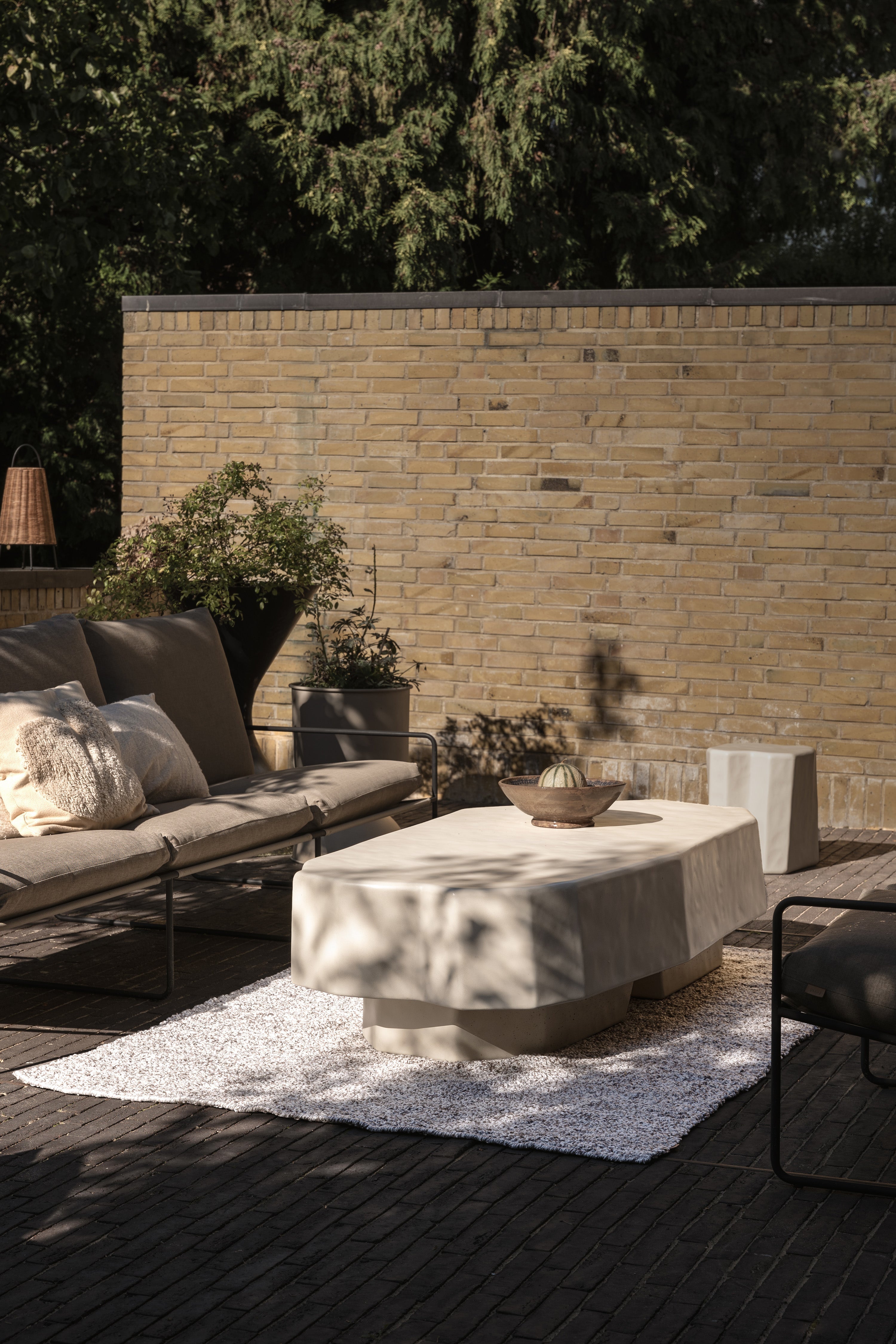 3-Seater Outdoor Sofa DESERT Beige with Black Base