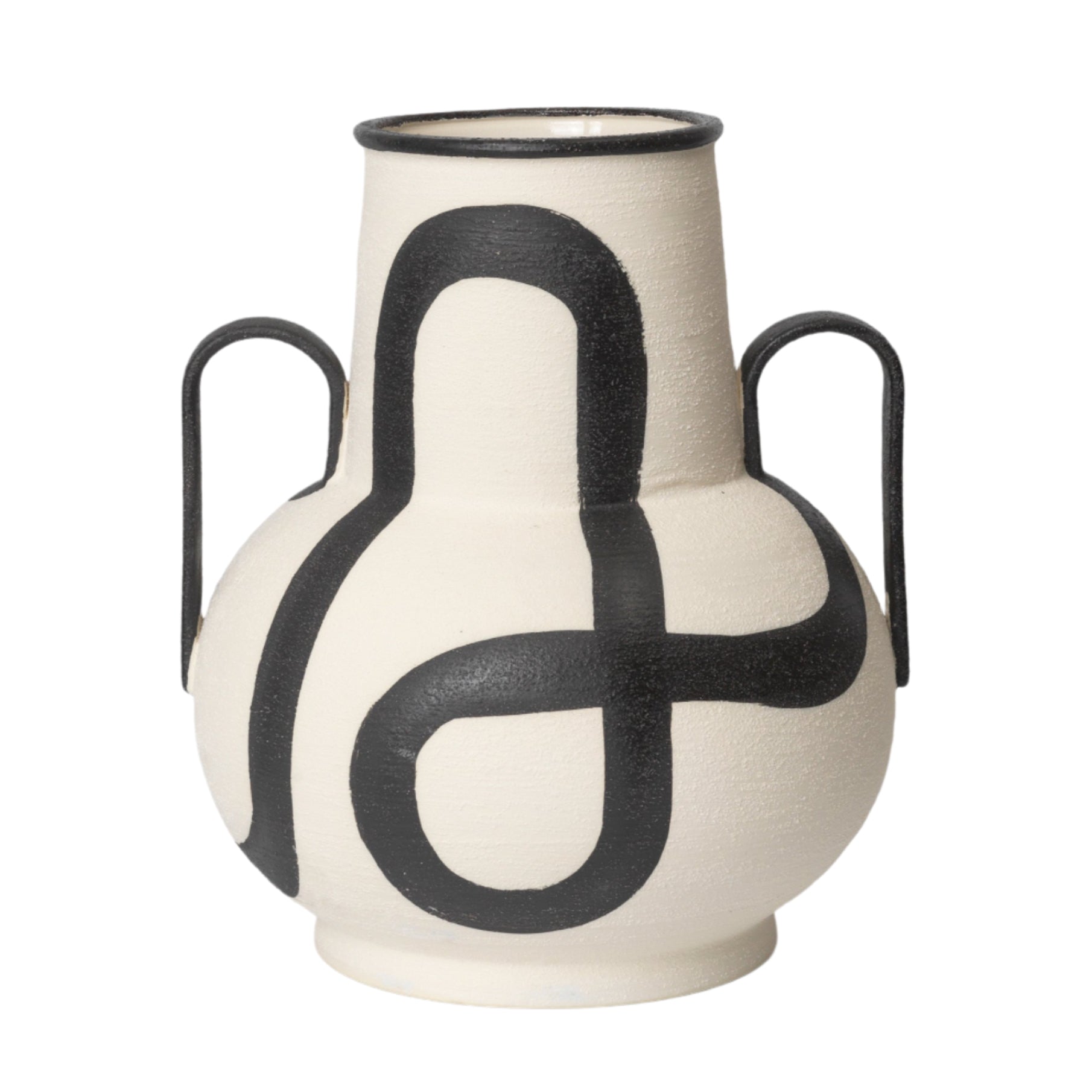 TRACE Vase cremeweiß mit schwarzem Muster