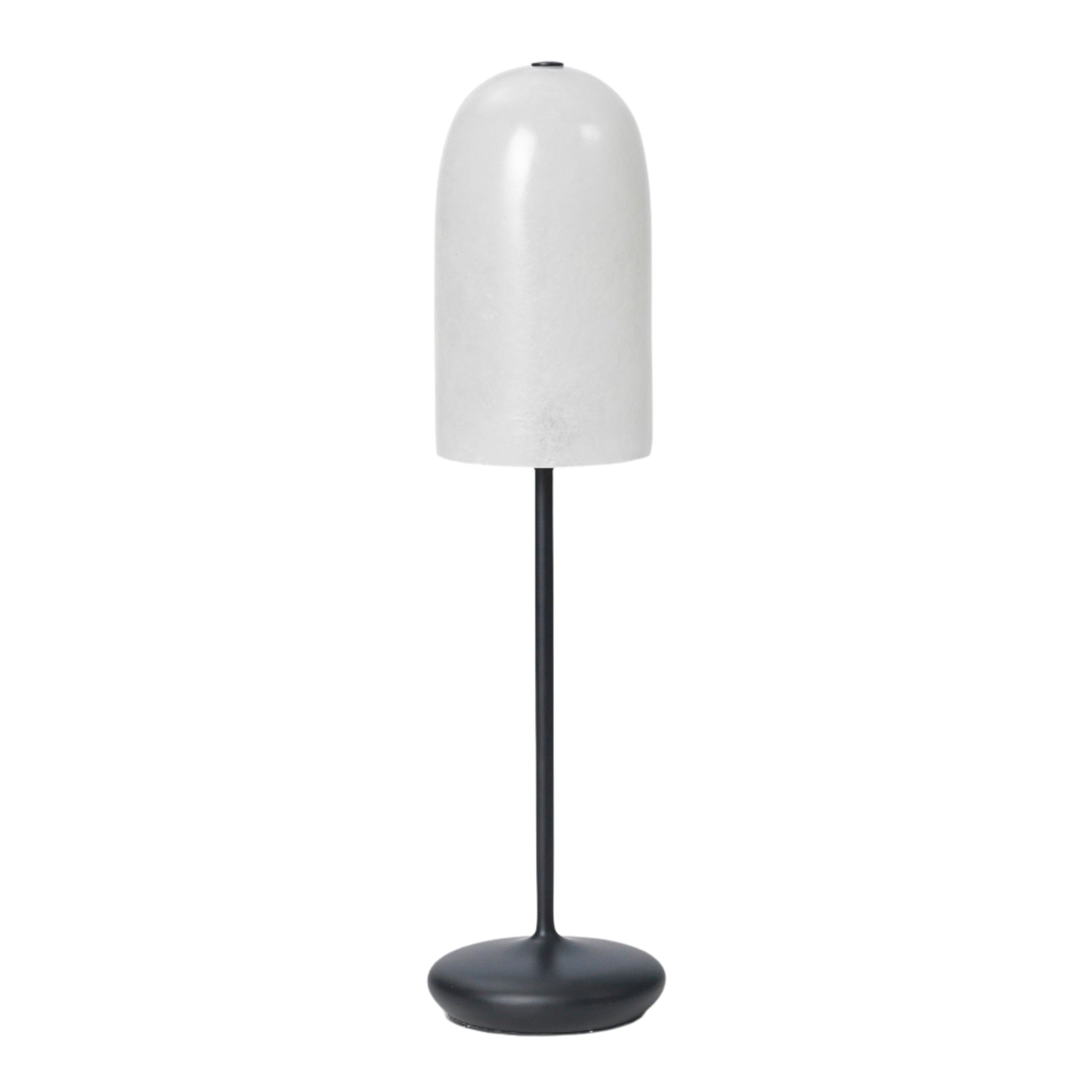 Außen Tischlampe GRY mit weißem Schirm und schwarzem Fuß