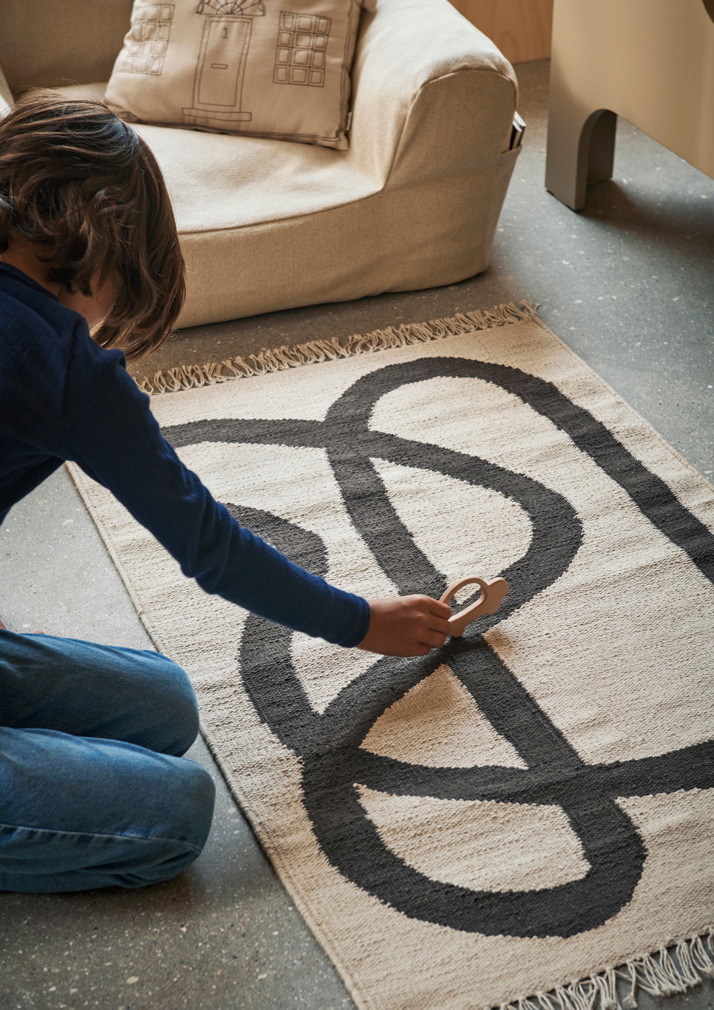 LANE beige rug with chocolate