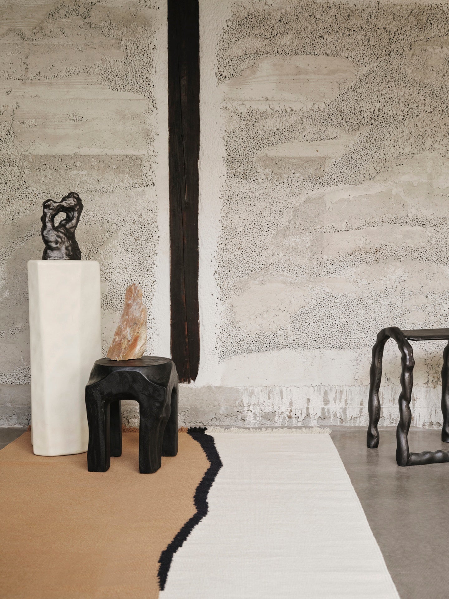 SOIL KELIM rug in broken white with sand