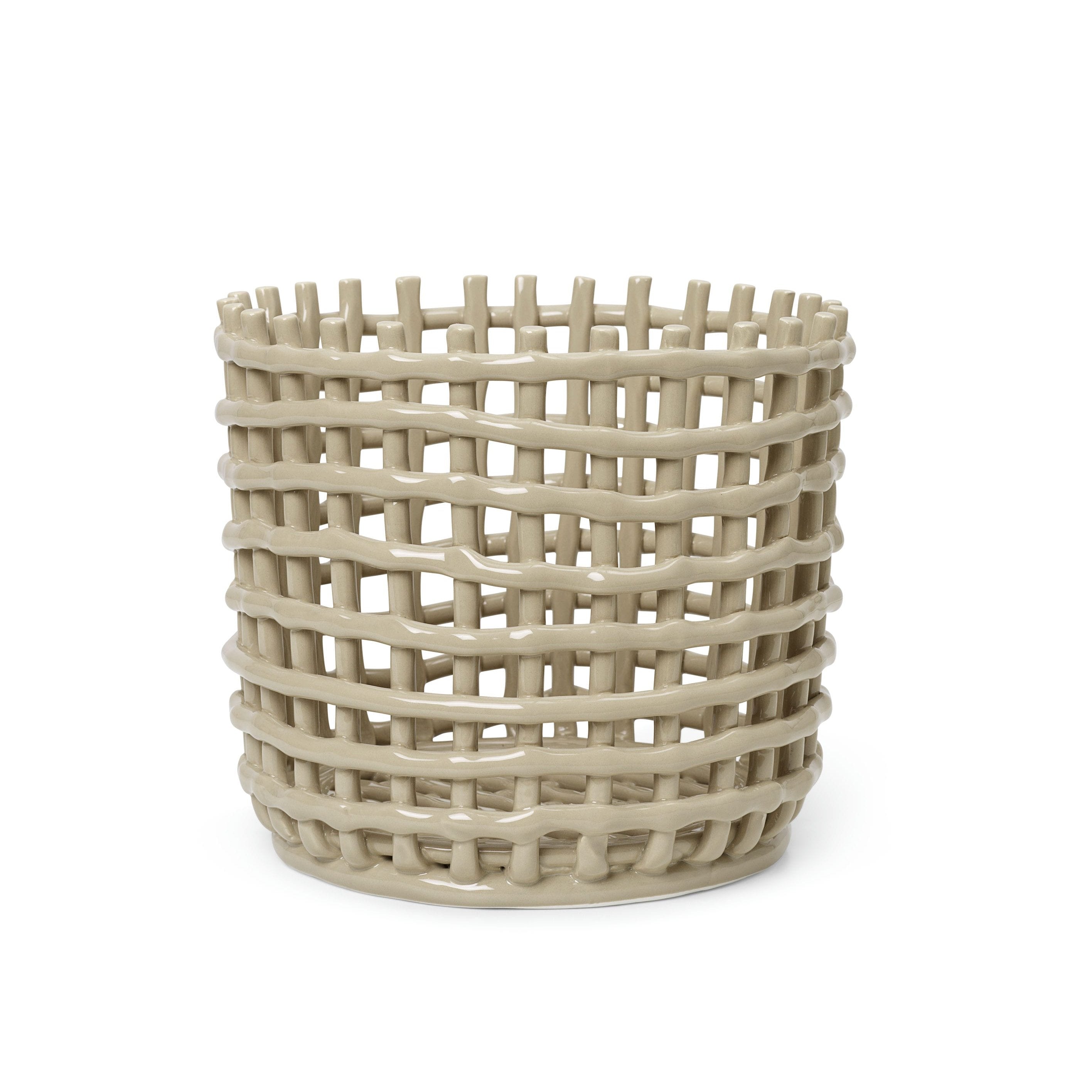 Keramikkorb Bast Beige