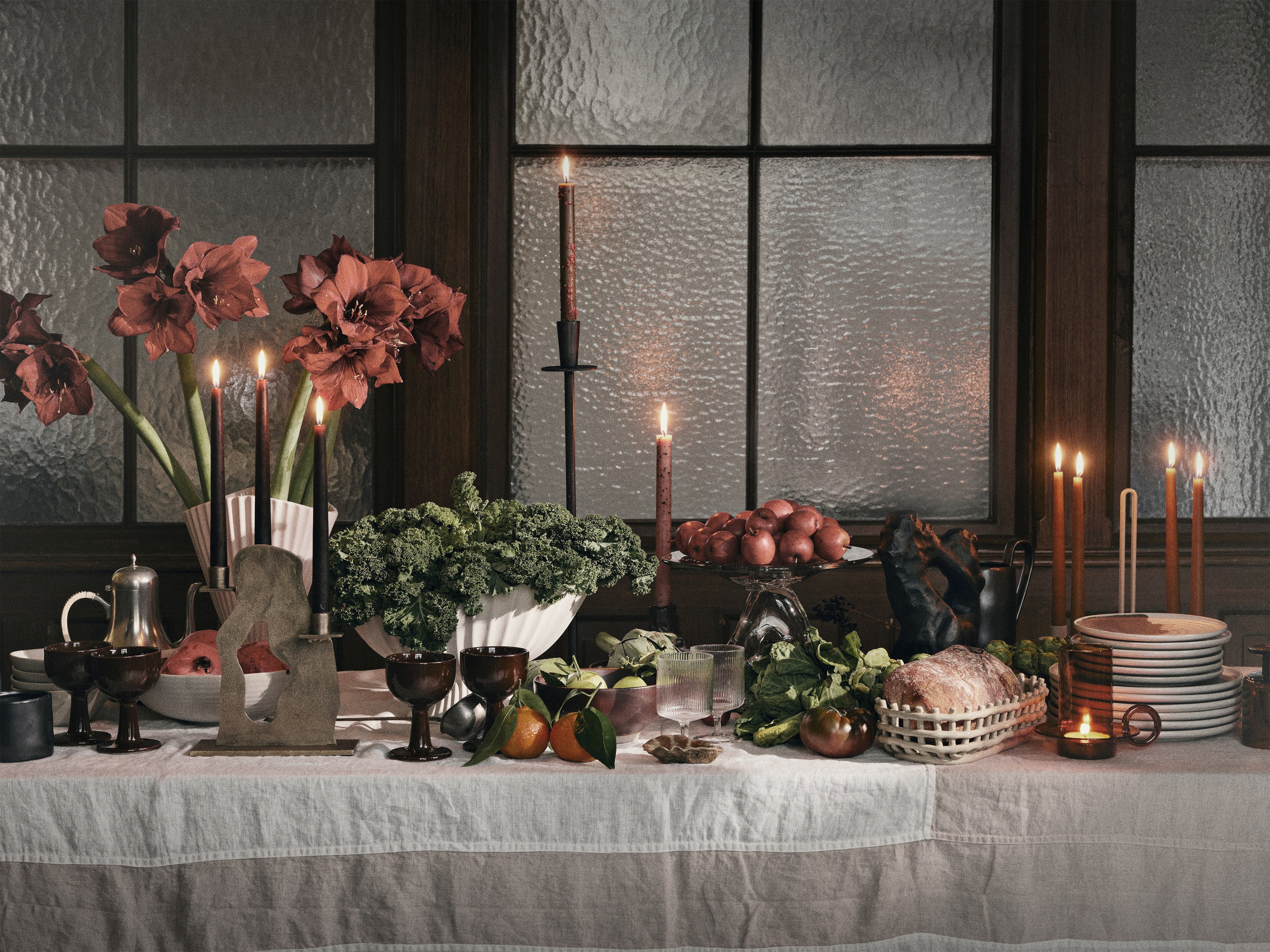 MURA green and pink candle set