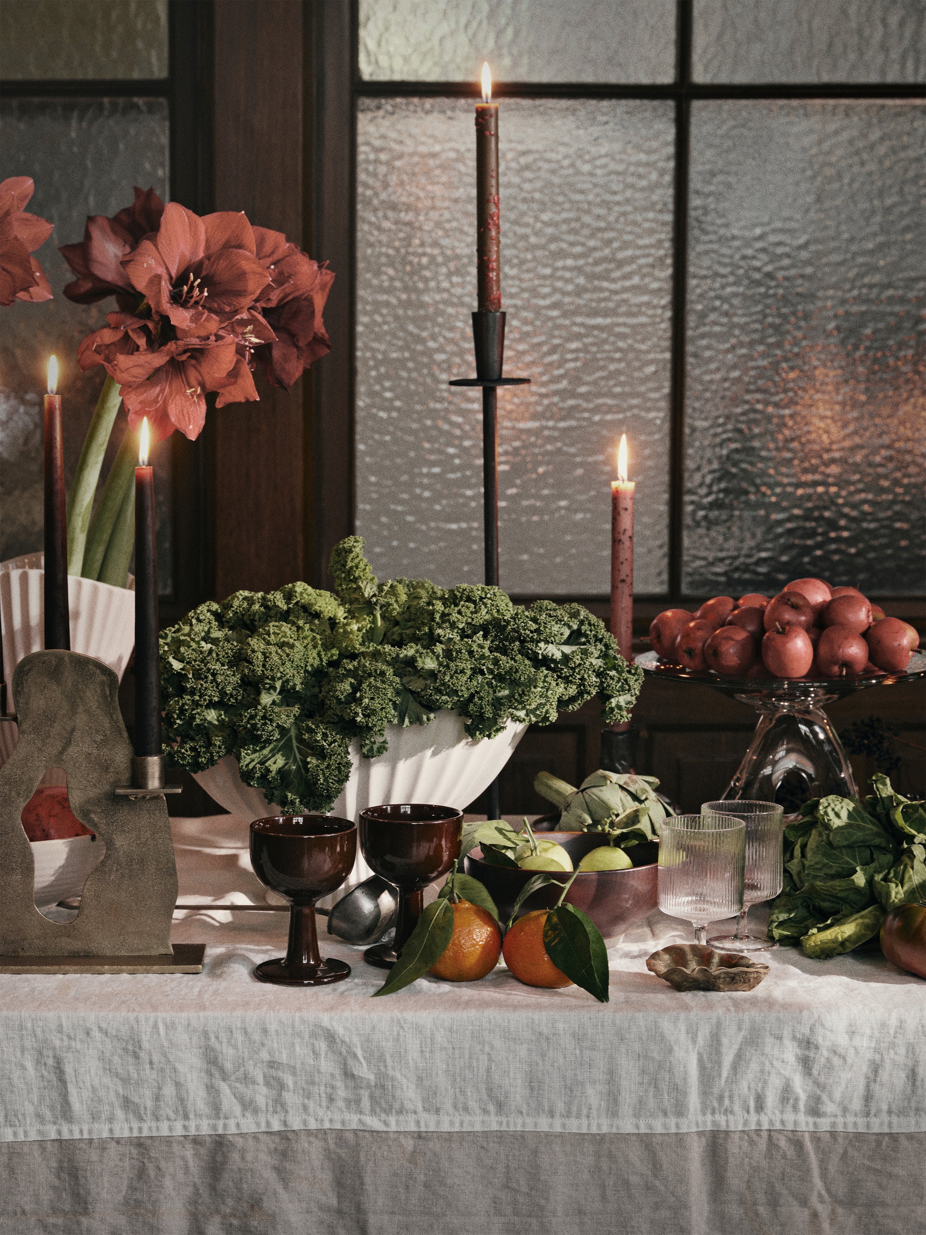 MURA green and pink candle set