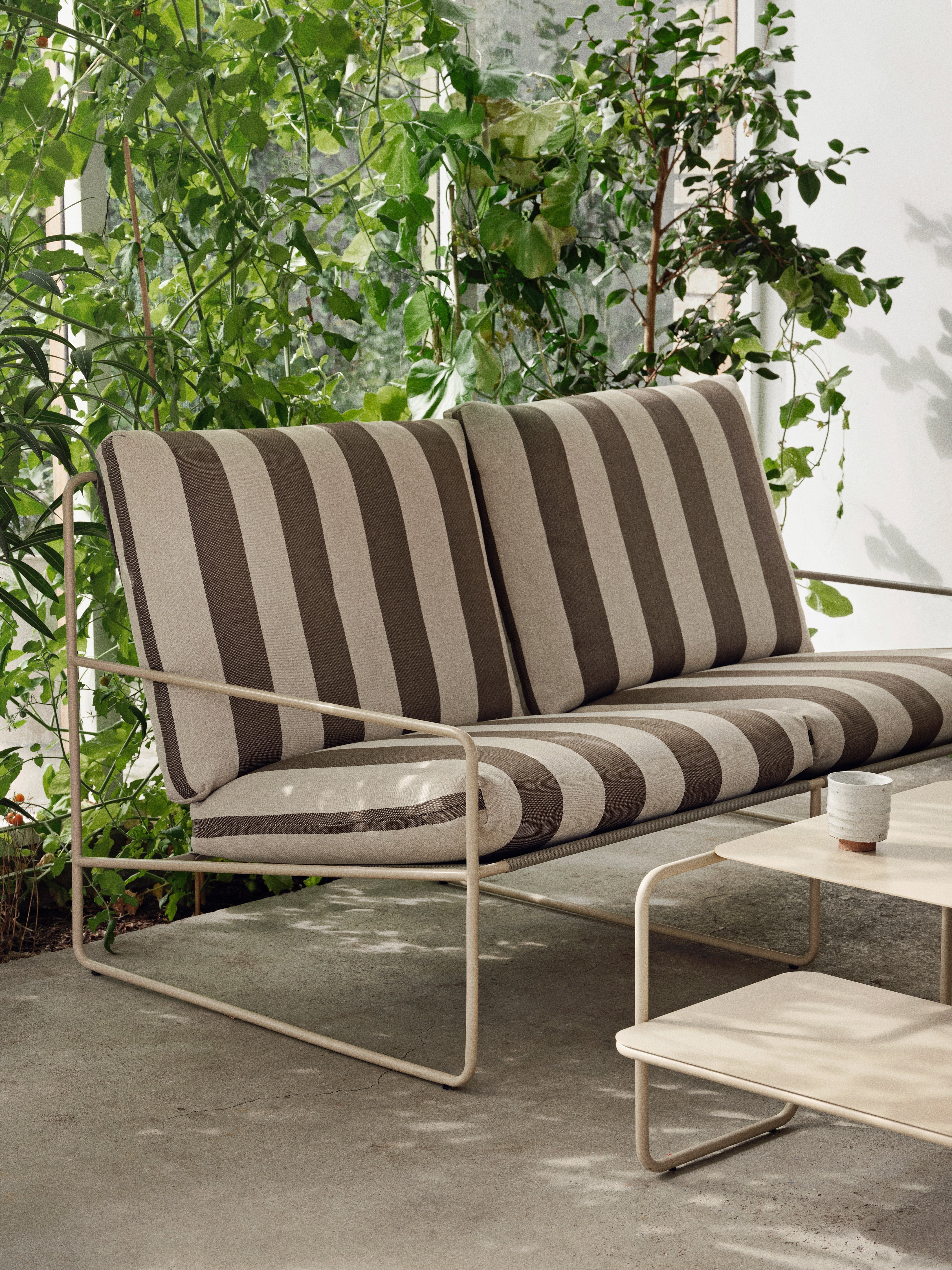 2-Seater Outdoor Sofa DESERT Cream-Brown with Beige Base