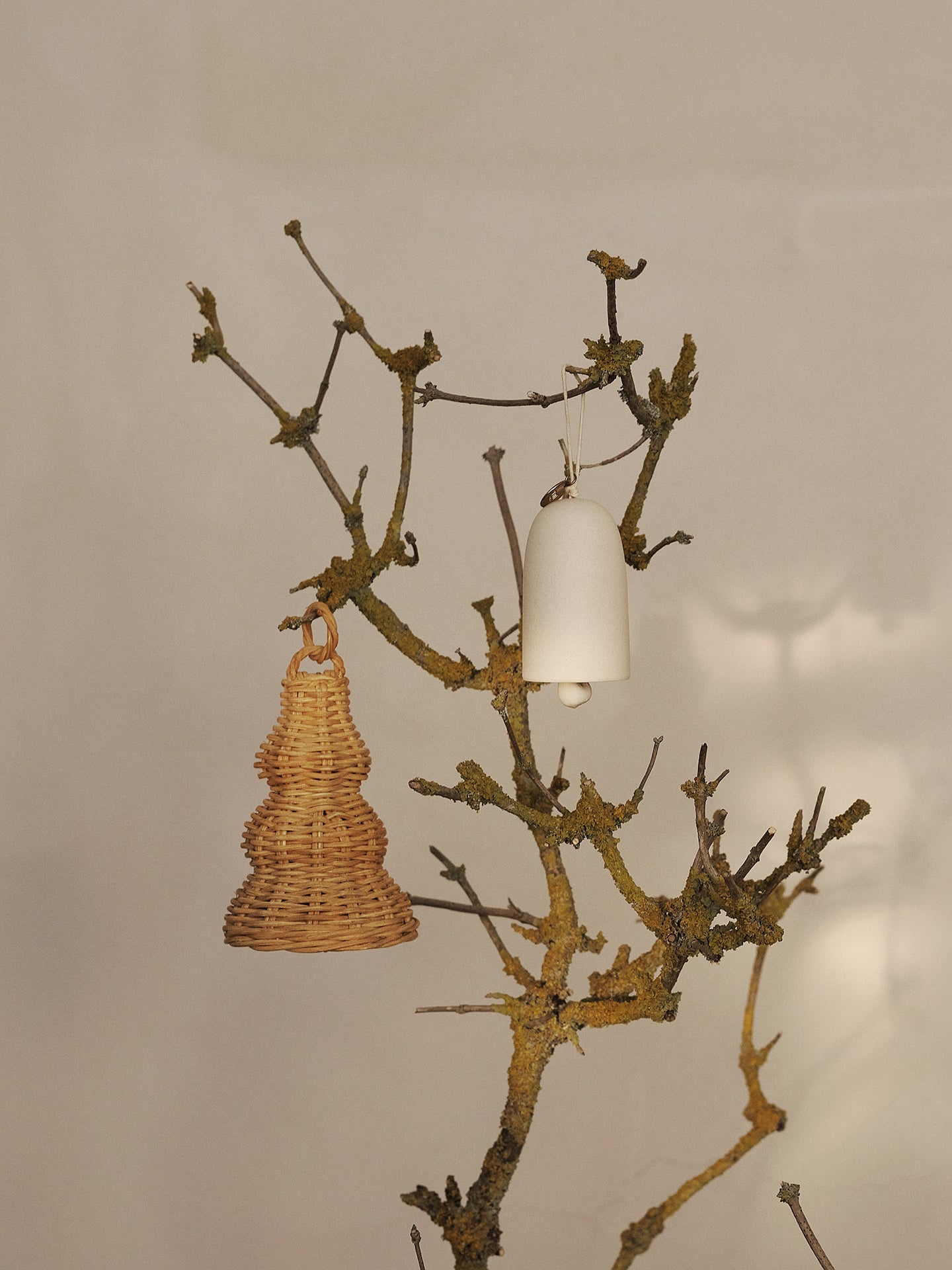 BRAIDED BELL rattan woven ornament set