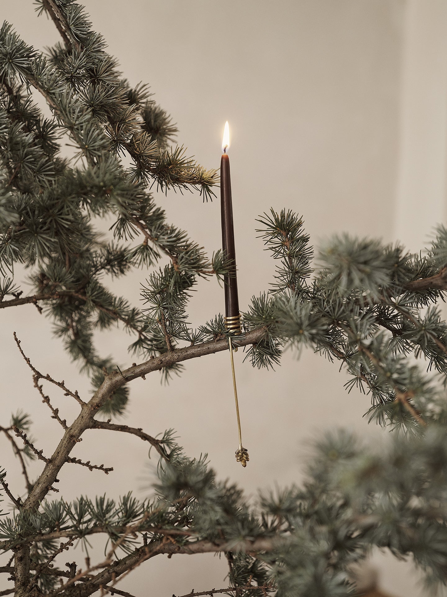 FOREST brass Christmas candle holder set