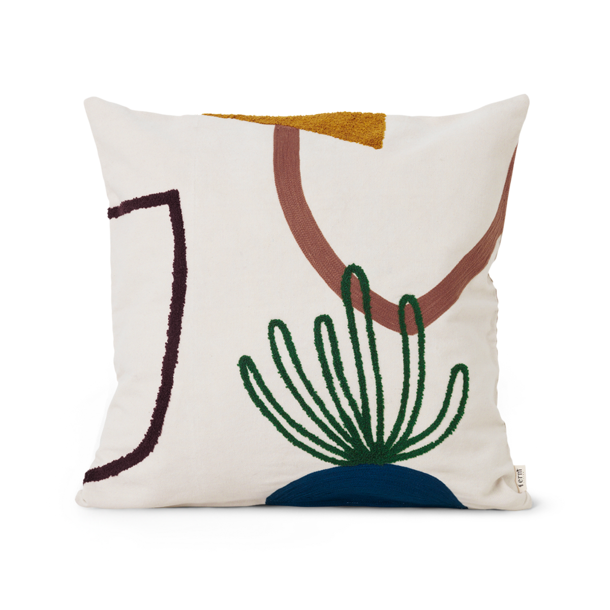 MIRAGE Pillow in Cream with Caramel and Green