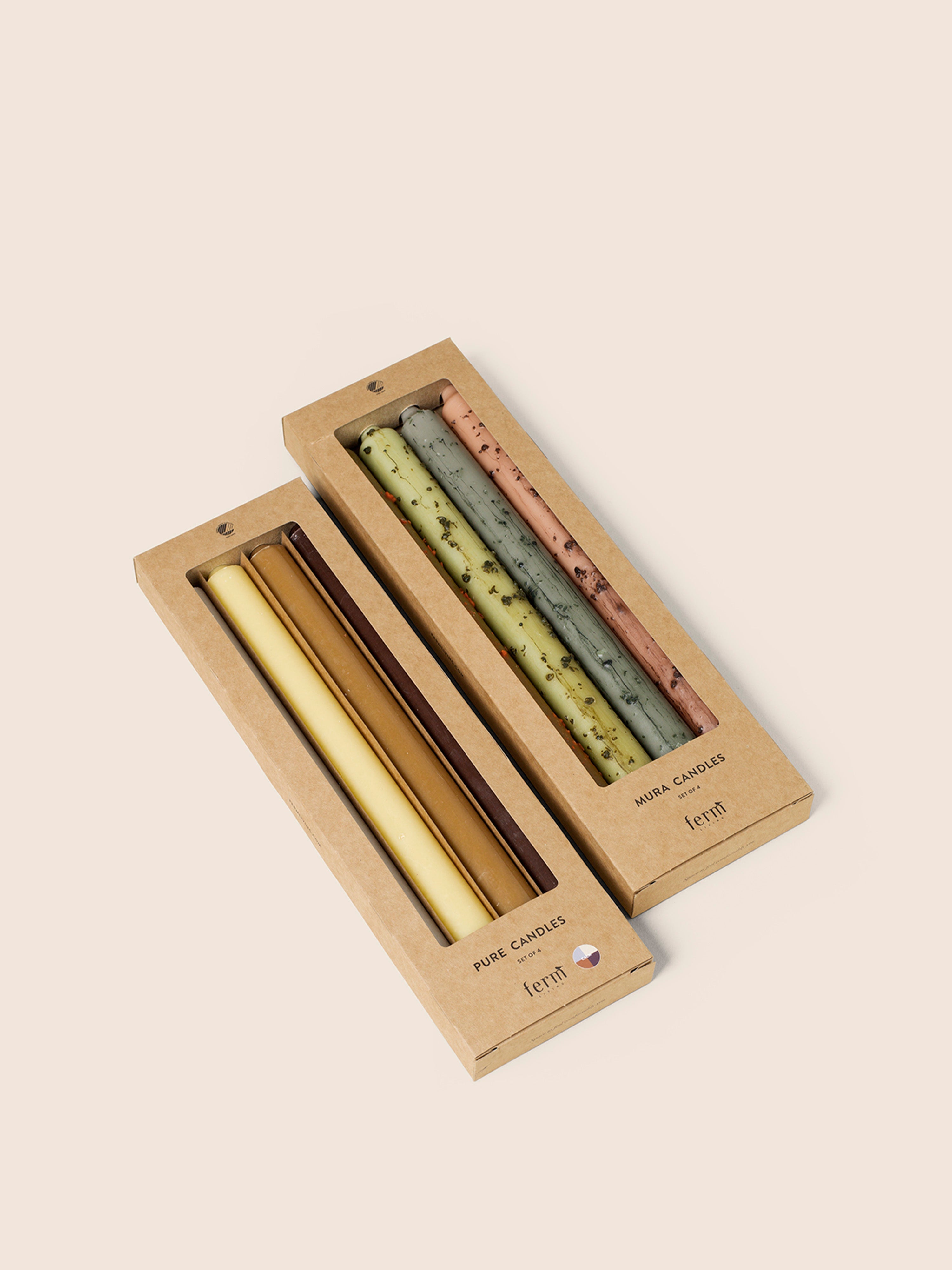 MURA green and pink candle set
