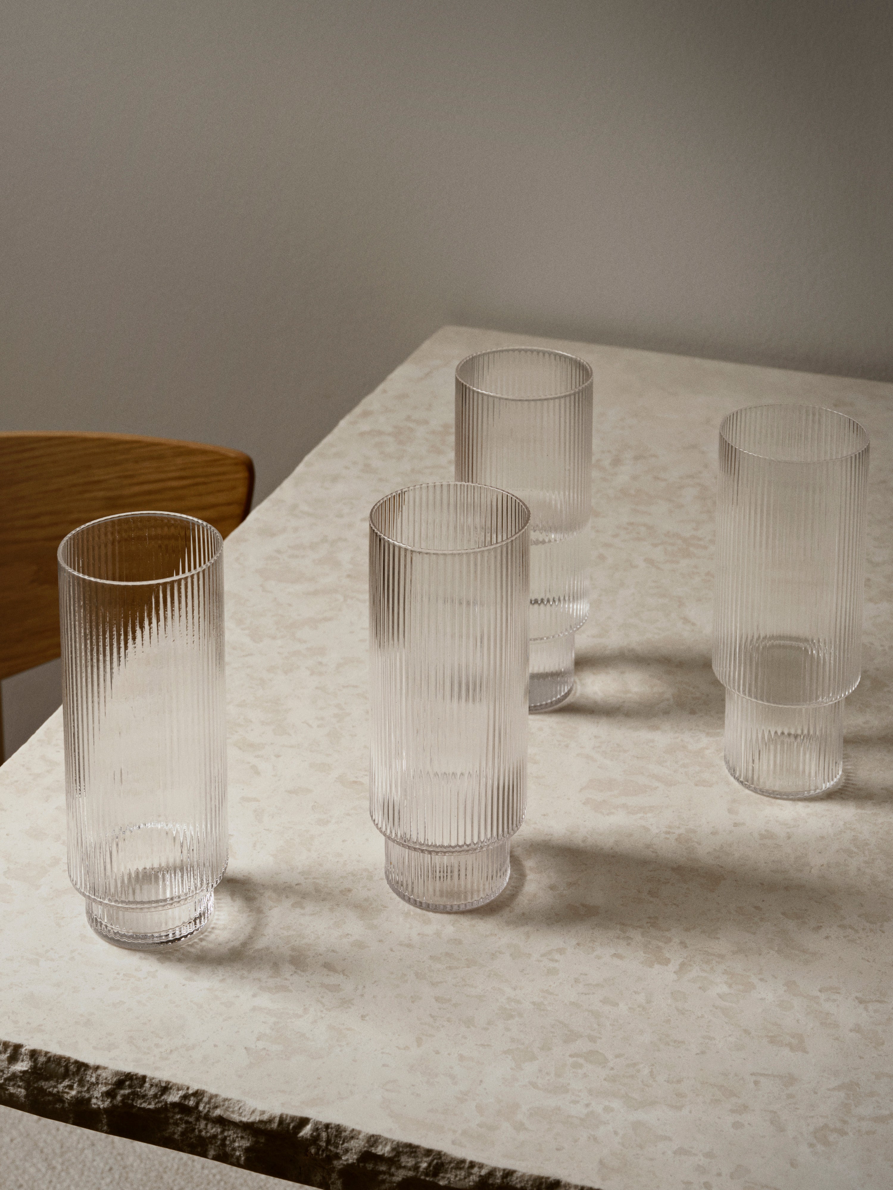 Ripple Long Drink Cocktail Glass Set Hand-Blown Glass