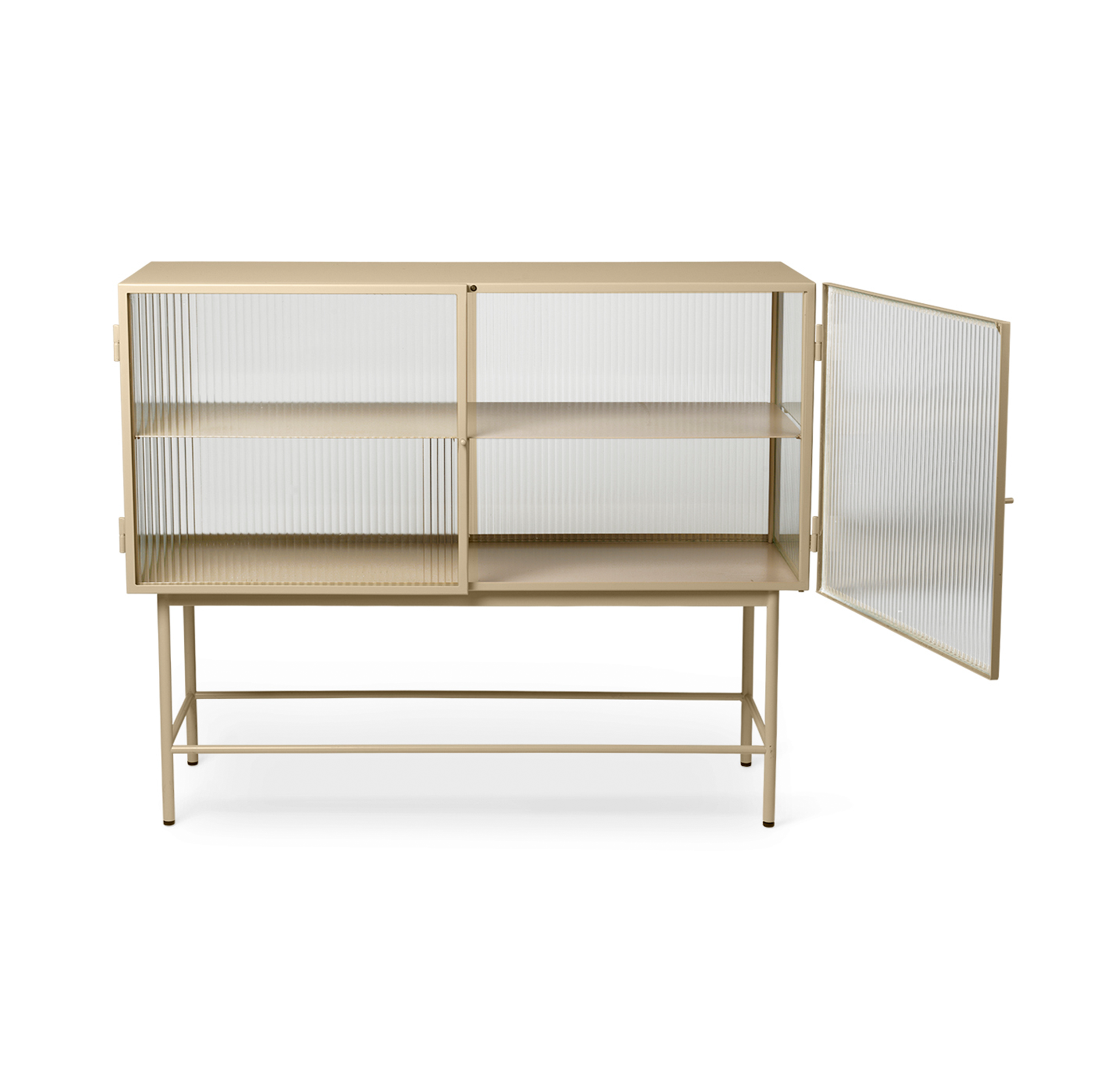 Dunstkiste von Schubladen gerilltes Glas mit einer beige Basis