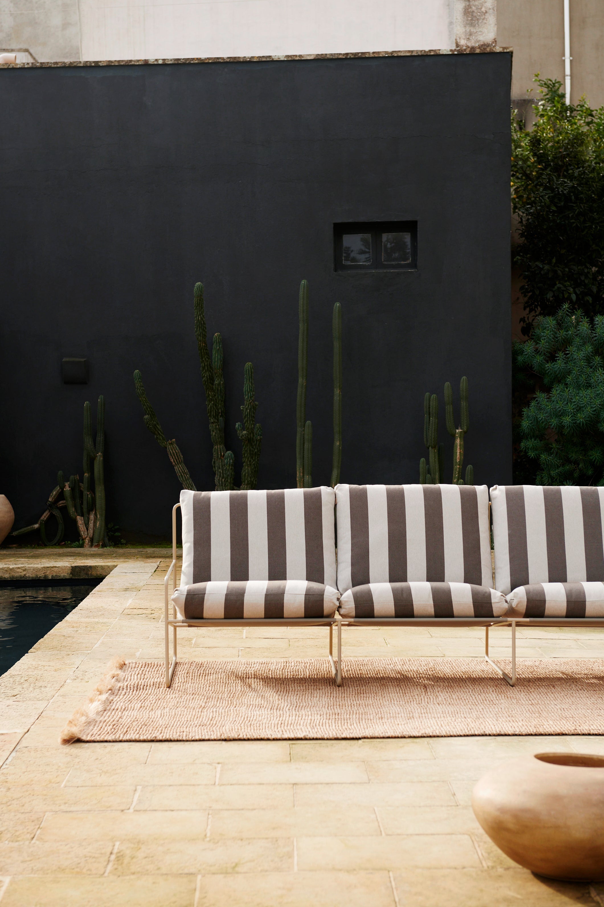 3-Seater Outdoor Sofa DESERT Cream-Brown with Beige Base