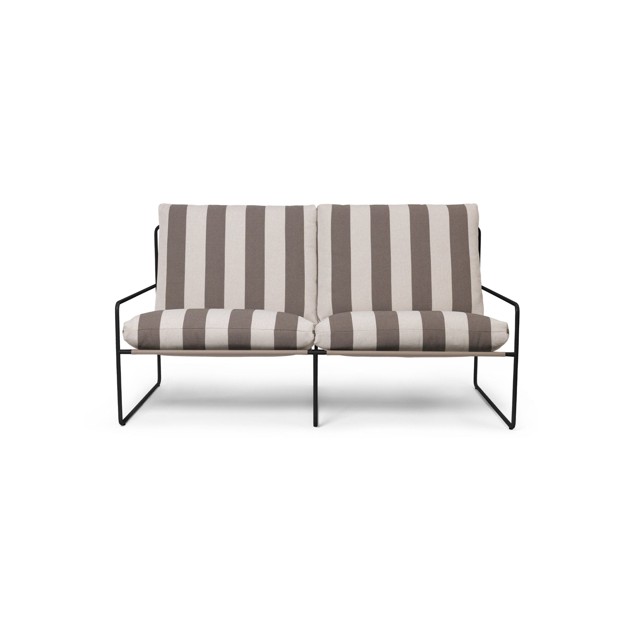 2-Sitzer-Sofa-Wüstencremebraun mit einer schwarzen Basis