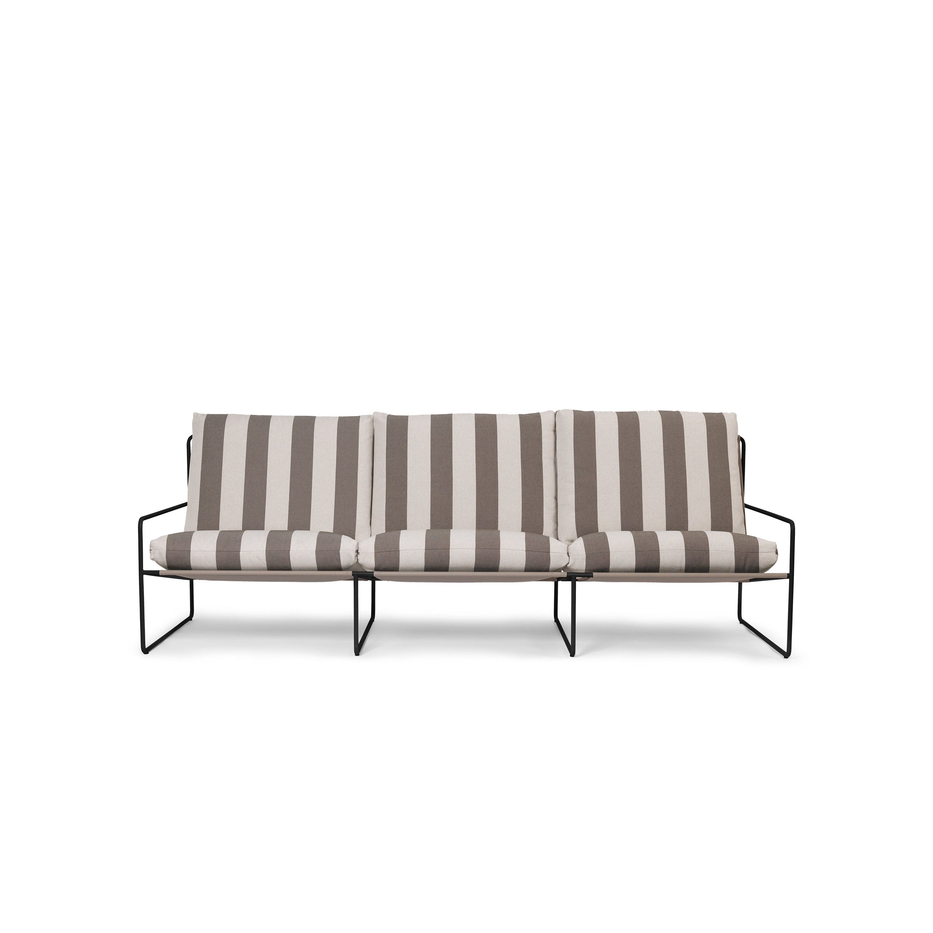 3-Personen-Außensofa Desert Cream-Brown mit einer schwarzen Basis