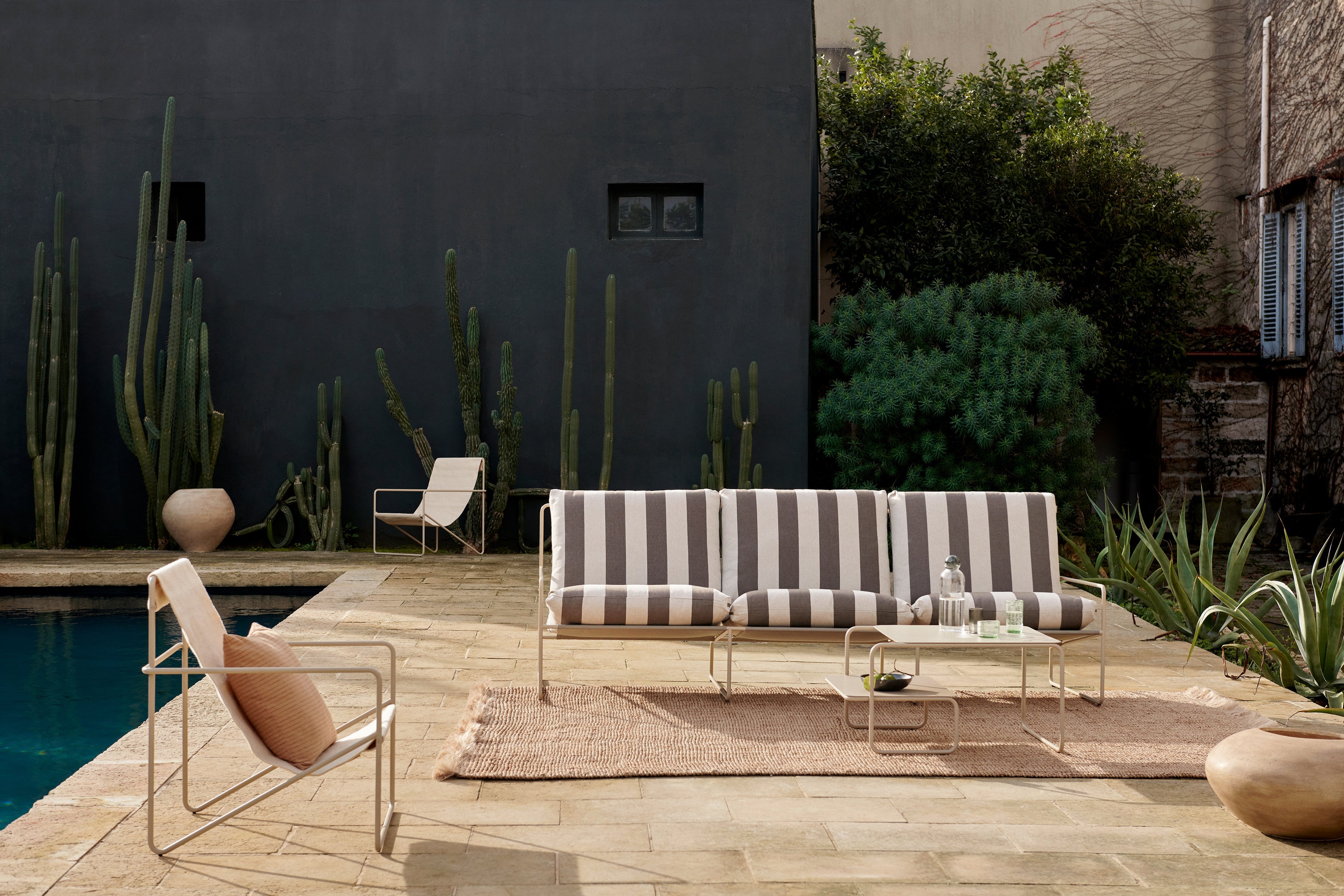 Desert beige garden chair with a beige base
