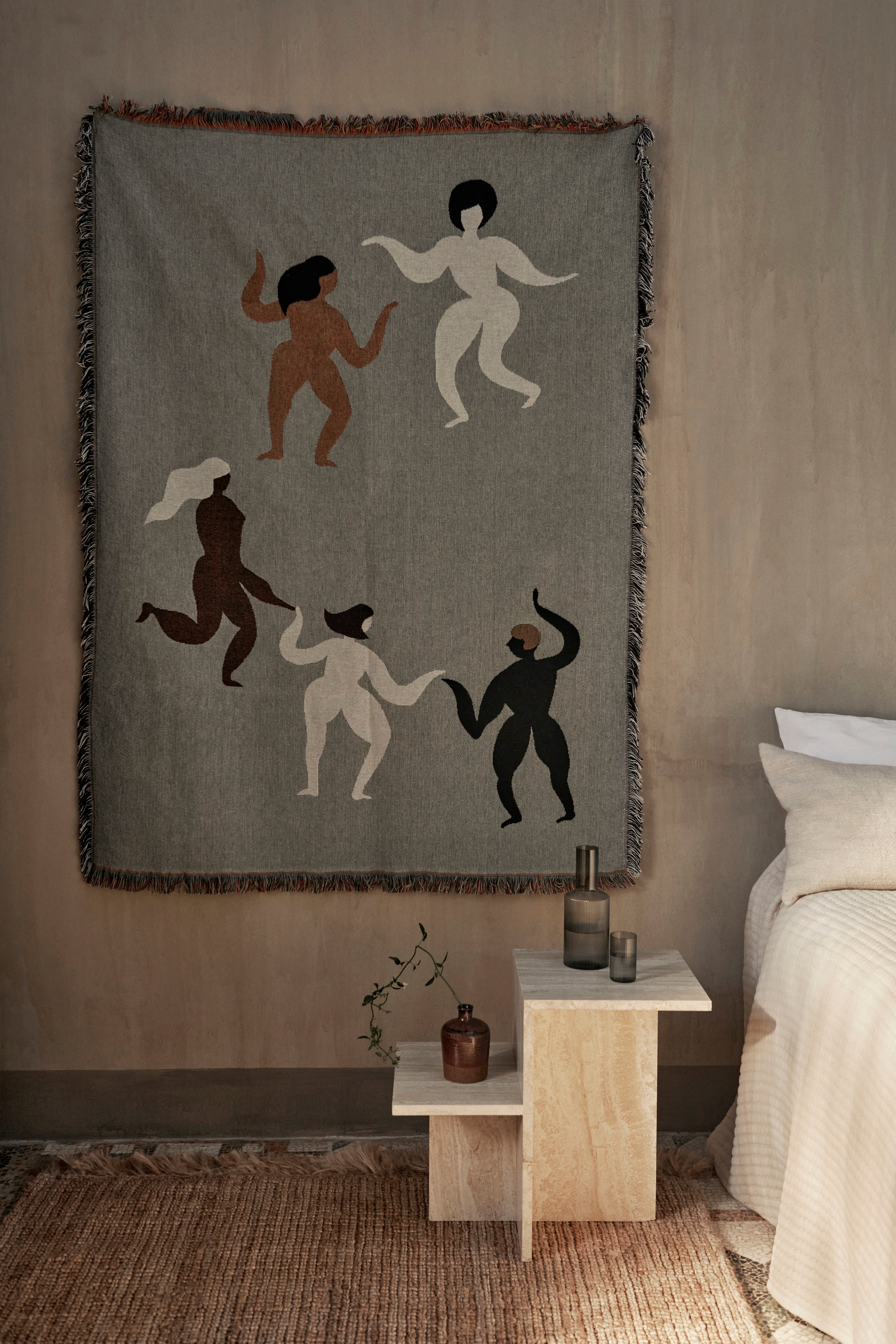 Narzuta FREE TAPESTRY hellgrau mit braunem