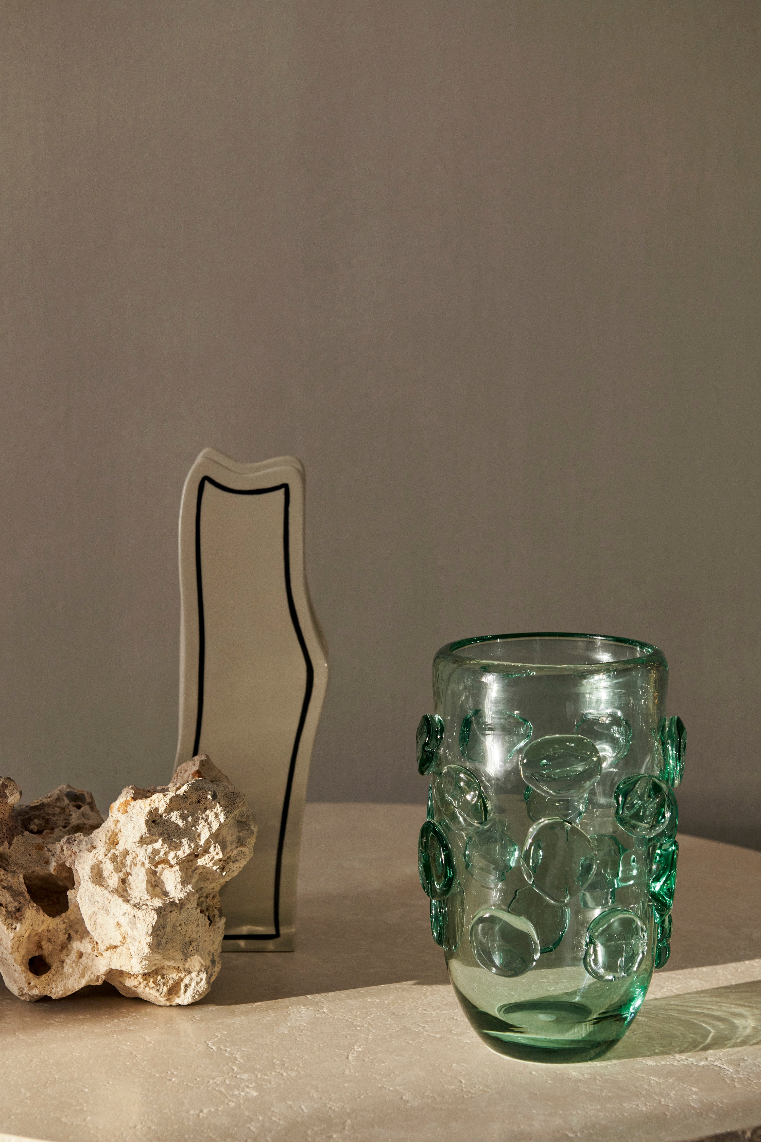 PASTE VASE SLIM Vase, cremeweiß mit schwarzem Muster