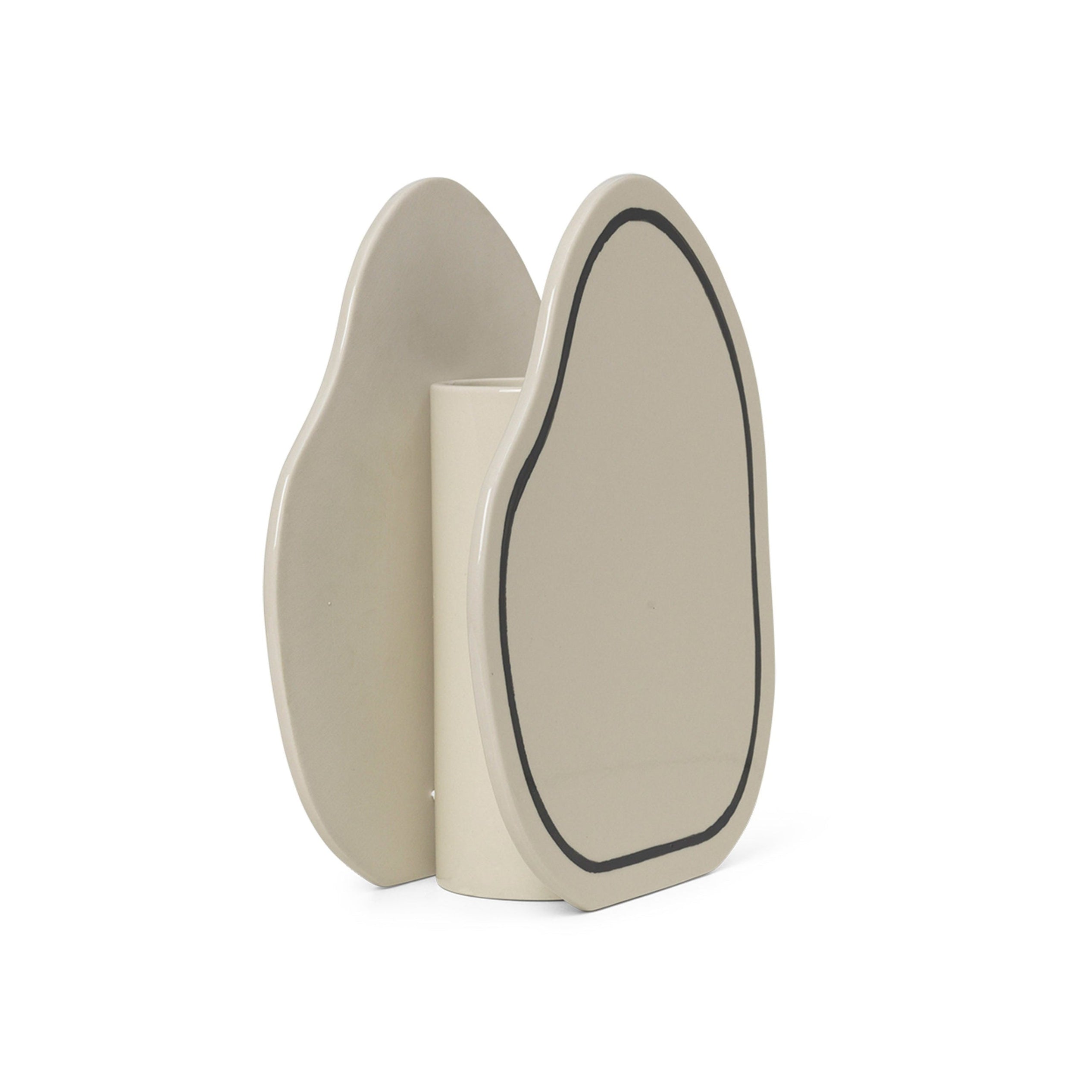 PASTE VASE ROUNDED vase in broken white with a black pattern
