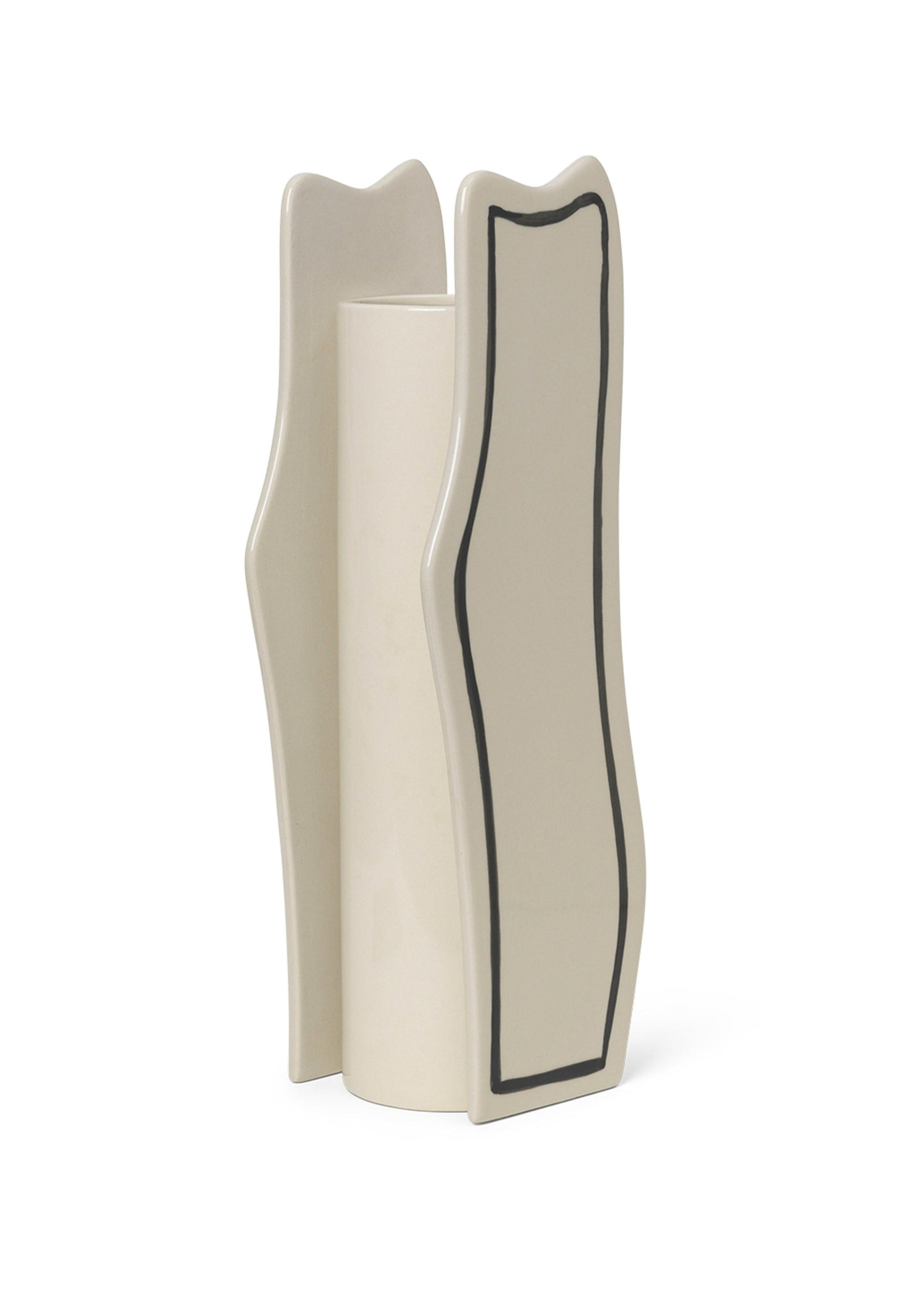 PASTE VASE SLIM Vase, cremeweiß mit schwarzem Muster