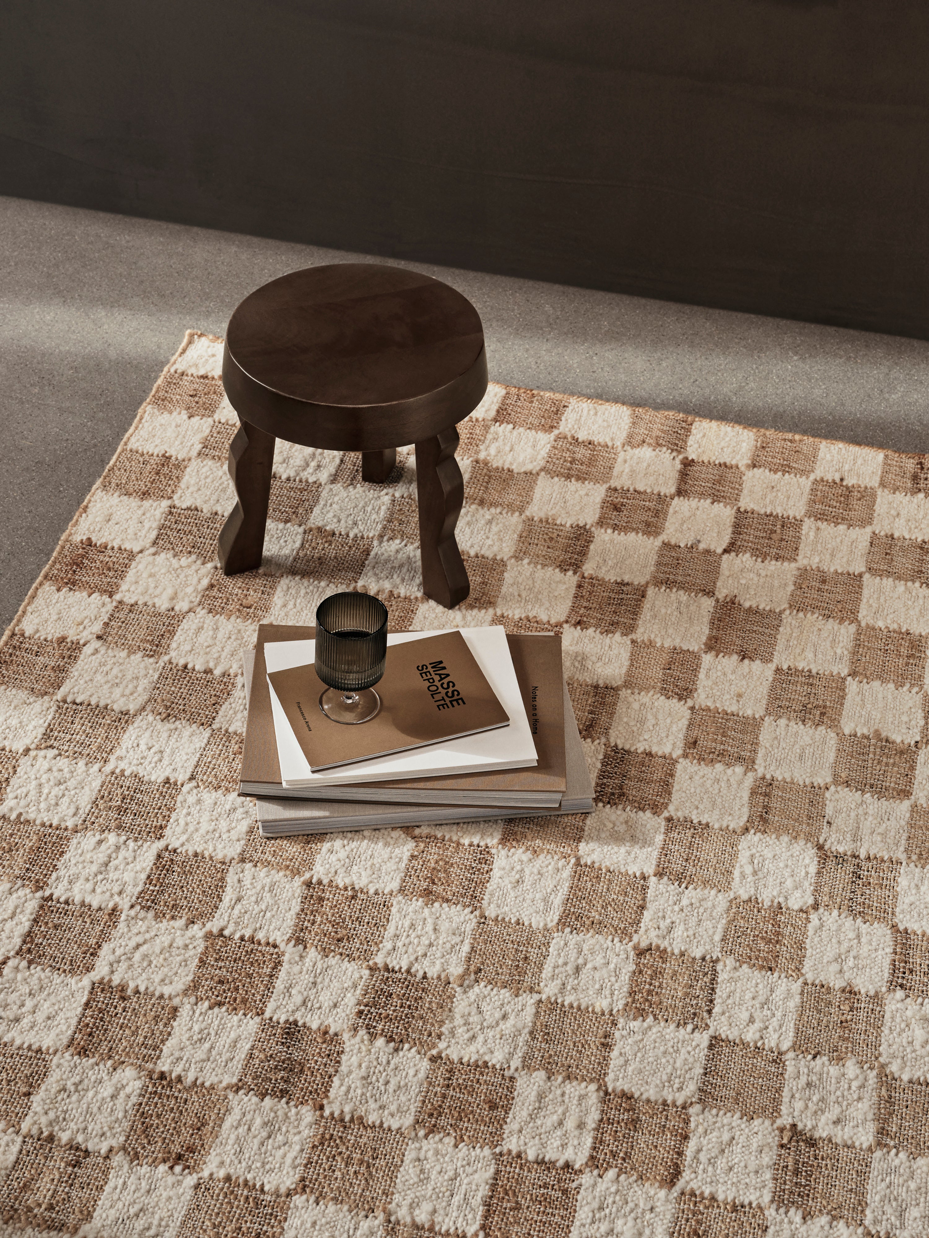 Woll-Jute-Teppich CHECK beige