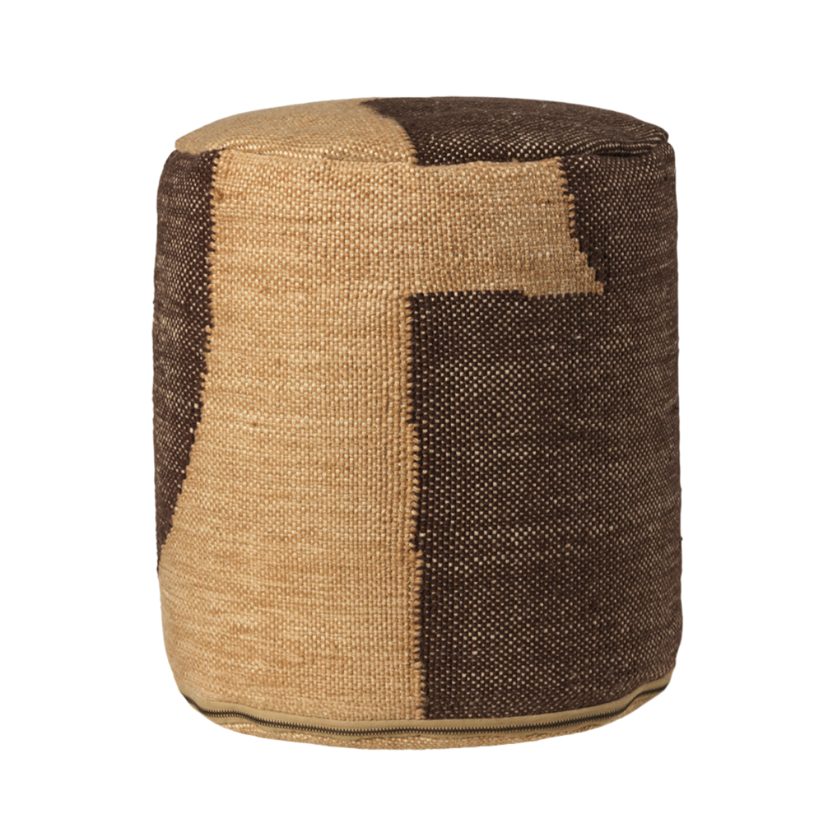FORENE CYLINDER pouf in beige with chocolate
