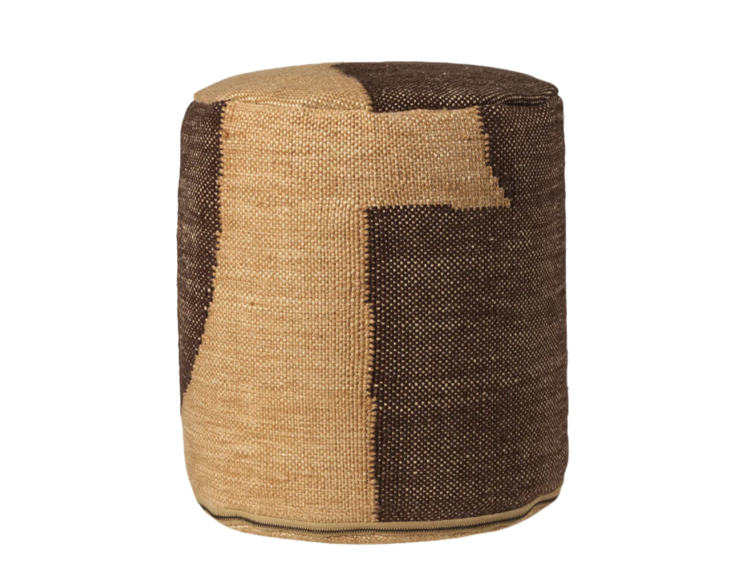 FORENE CYLINDER pouf in beige with chocolate