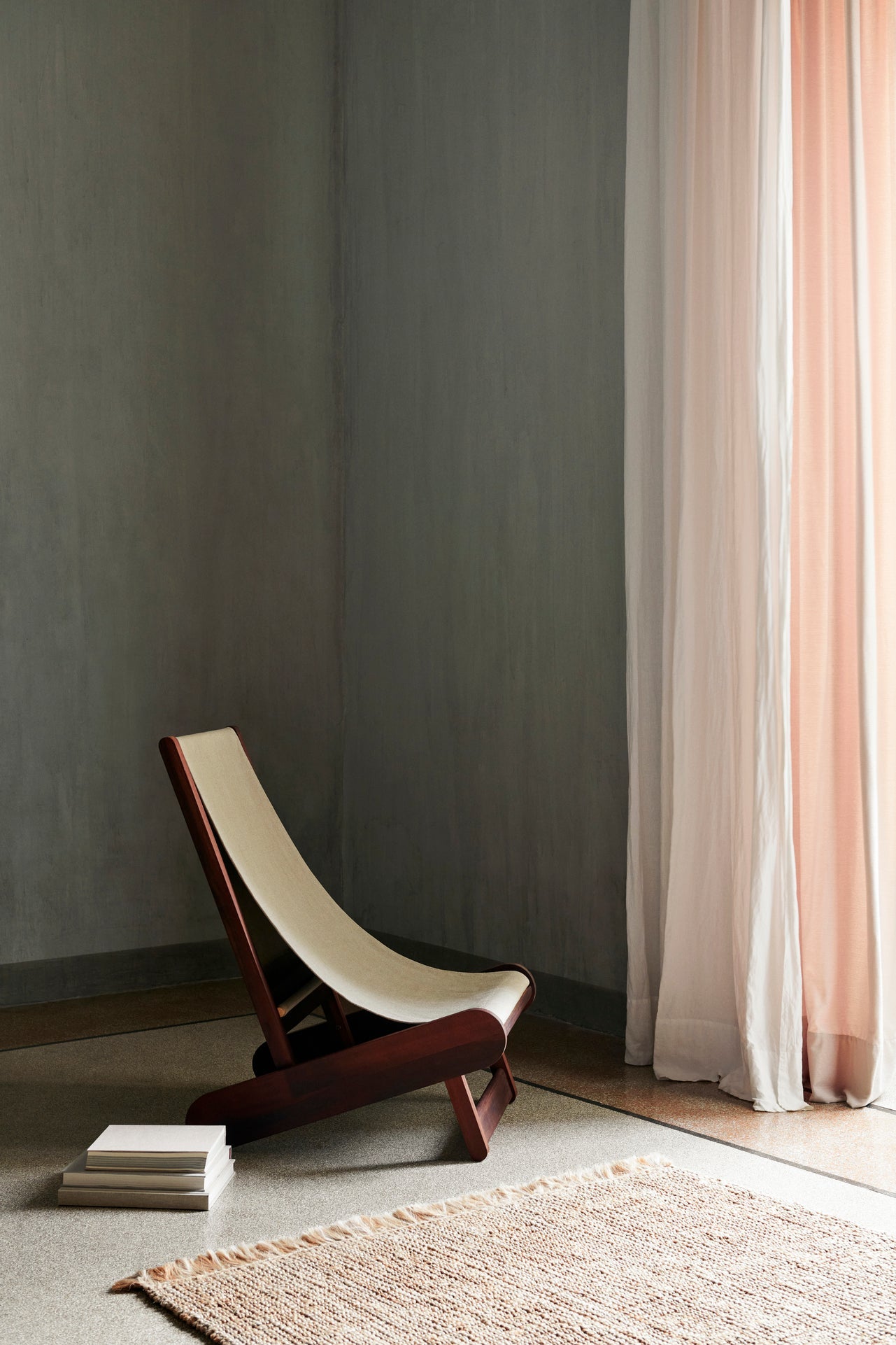 Hemi -Stuhl beige Flachs mit Buchenholz