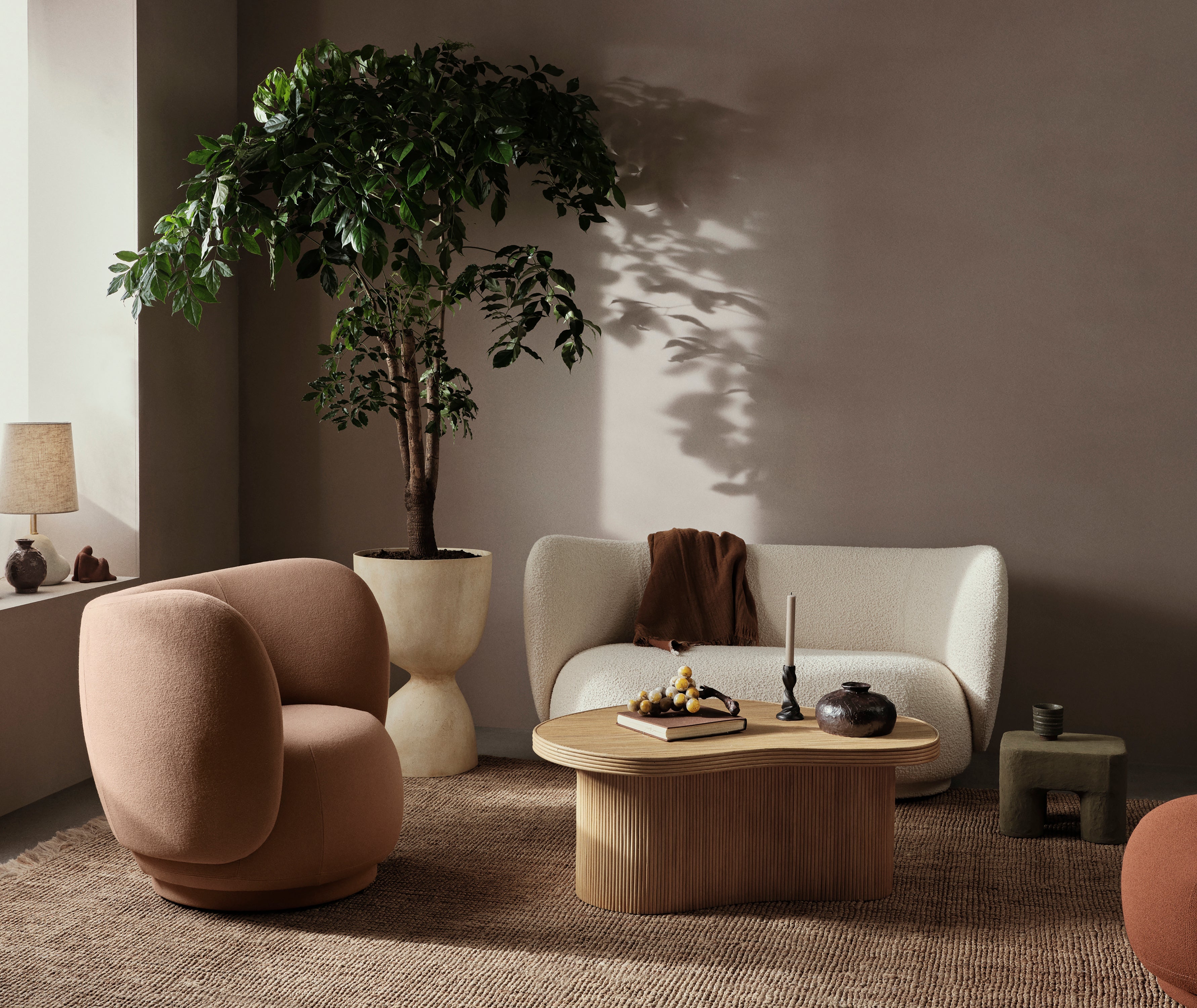 2-seater sofa Rico Wool Bouclé caramel
