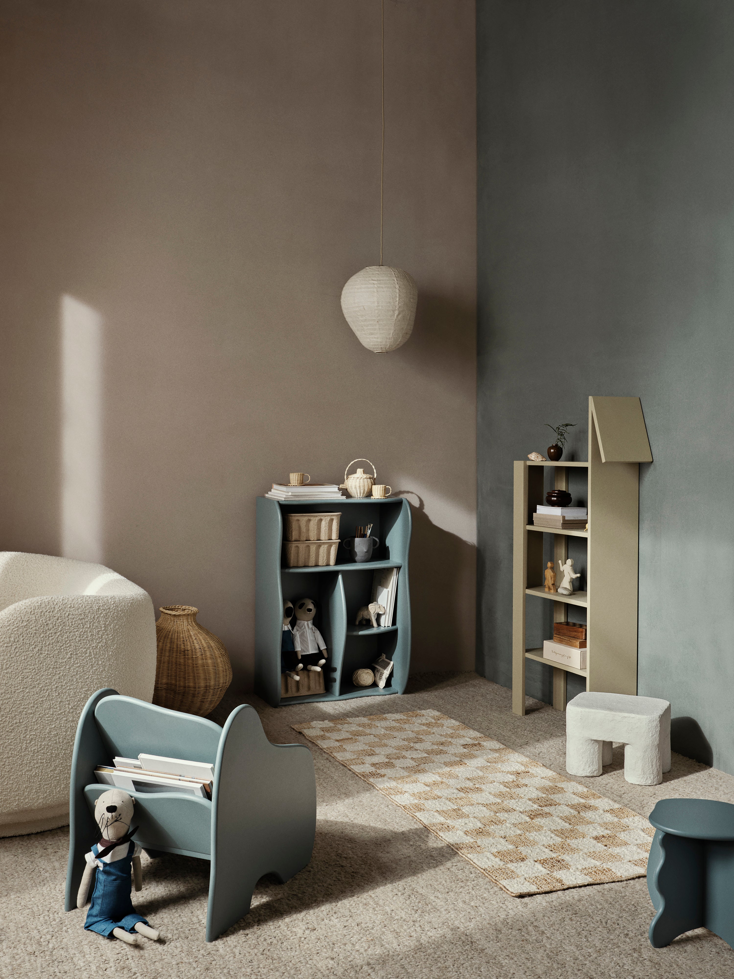 Woll-Jute-Teppich CHECK beige