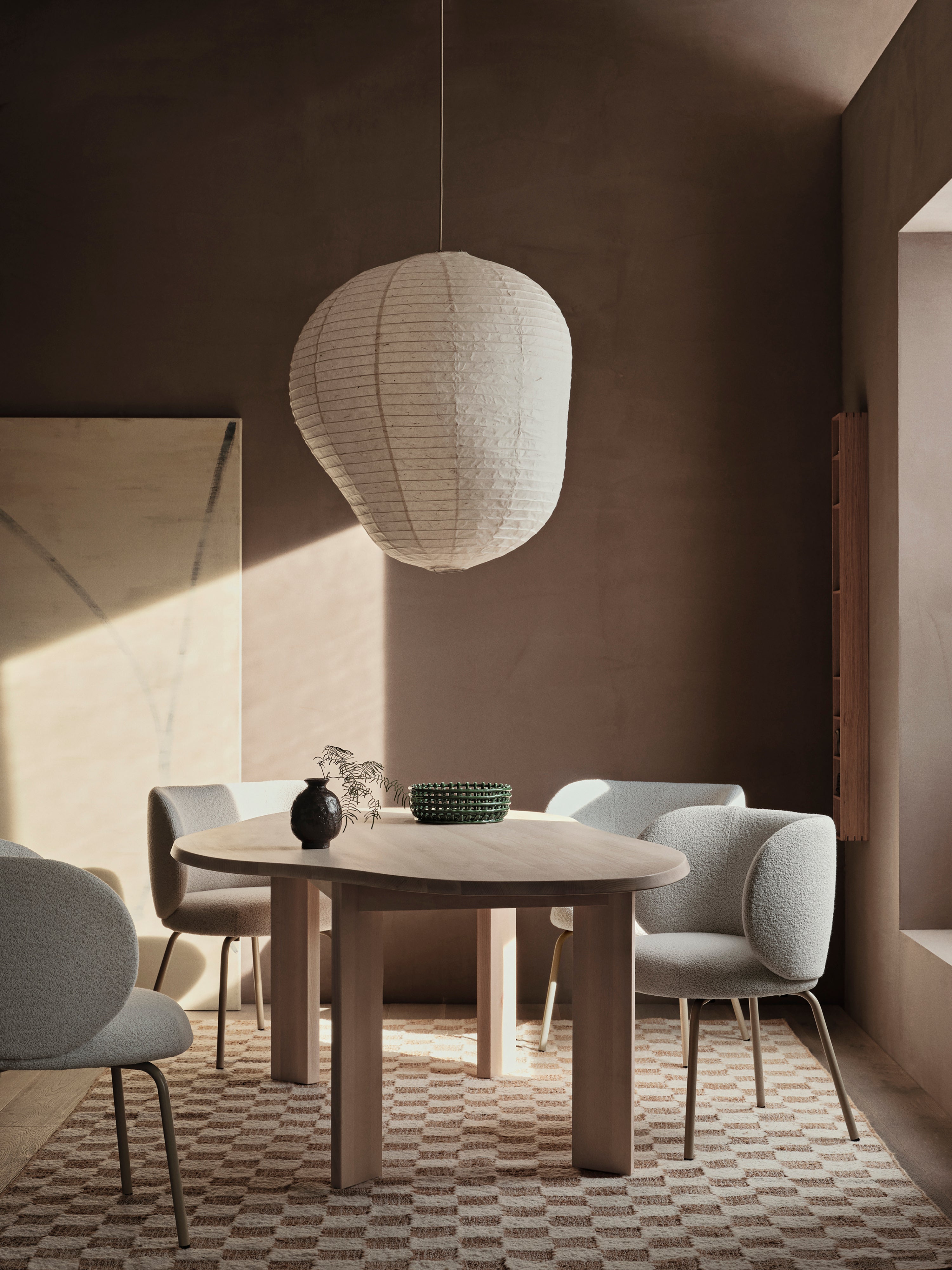 Woll-Jute-Teppich CHECK beige