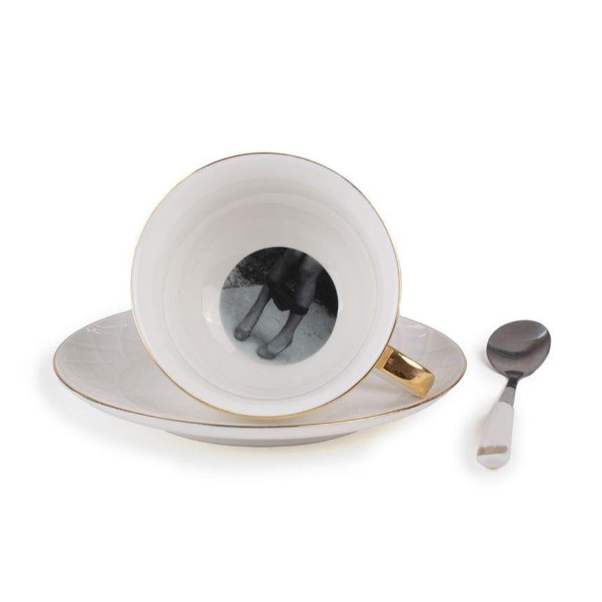 Filiżanka ze spodkiem i łyżeczką TARIN - PROSERPINA porcelanowy Seletti Eye on Design